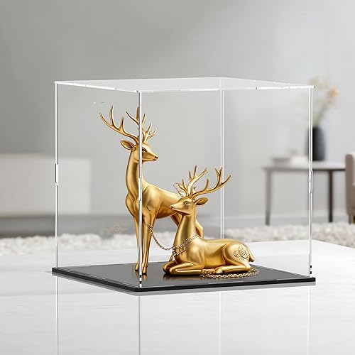 Miniatura 6 de Estuche acrílico de 8 pulgadas para exhibición, caja de acrílico transparente para coleccionables, funda de vidrio alternativo con soporte negro