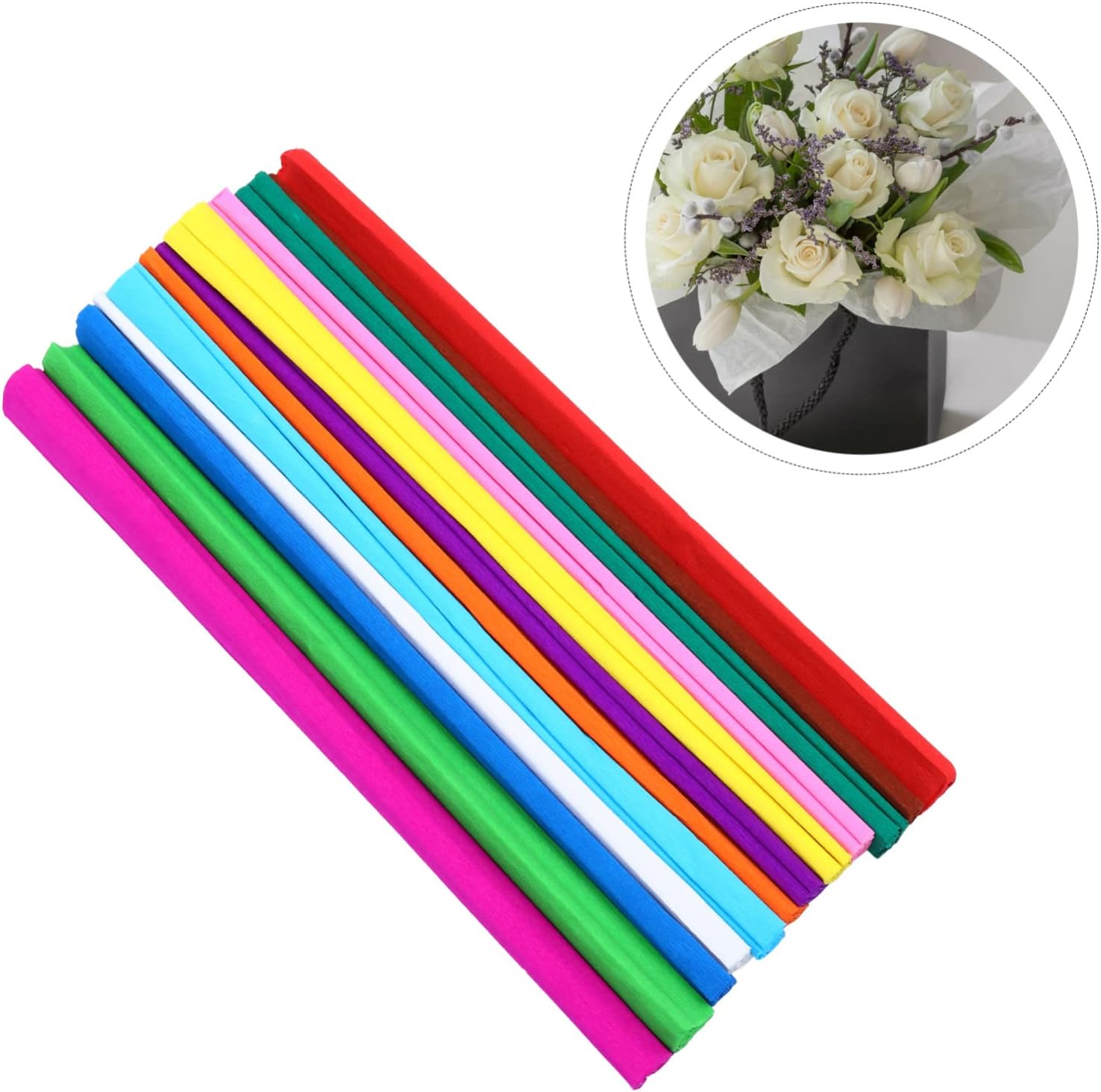 KOCKSHION 12rolls Crepe for Flower Wrapping and Crafts Versatile Packing Papers for Weddings Birthdays and Presentations