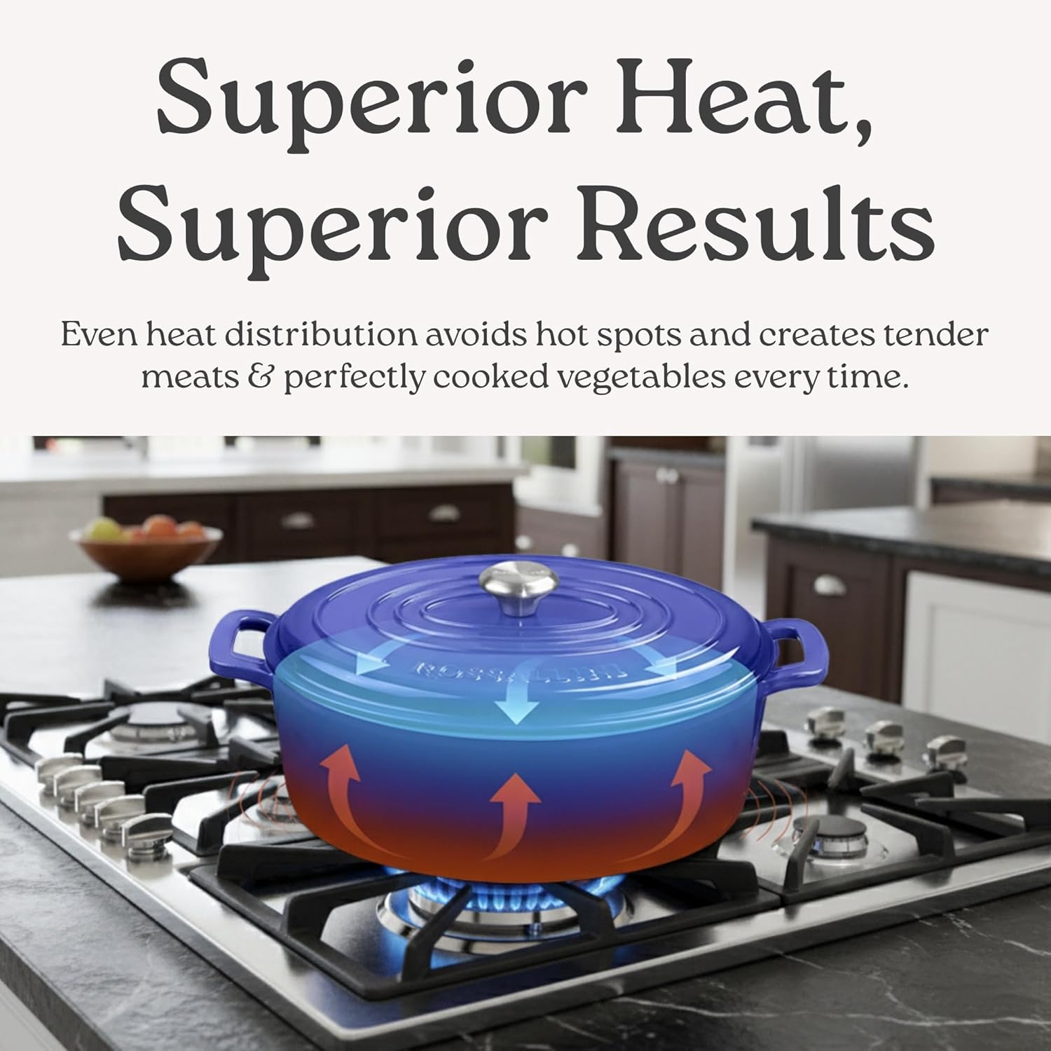 Signature Enameled Cast Iron Oval Dutch Oven | Non-Stick Serving Pot with Tight Fitting Lid for Perfect Roasting, Baking, Sauteing, and Bread Making | 5Q [Sage] - Image 3