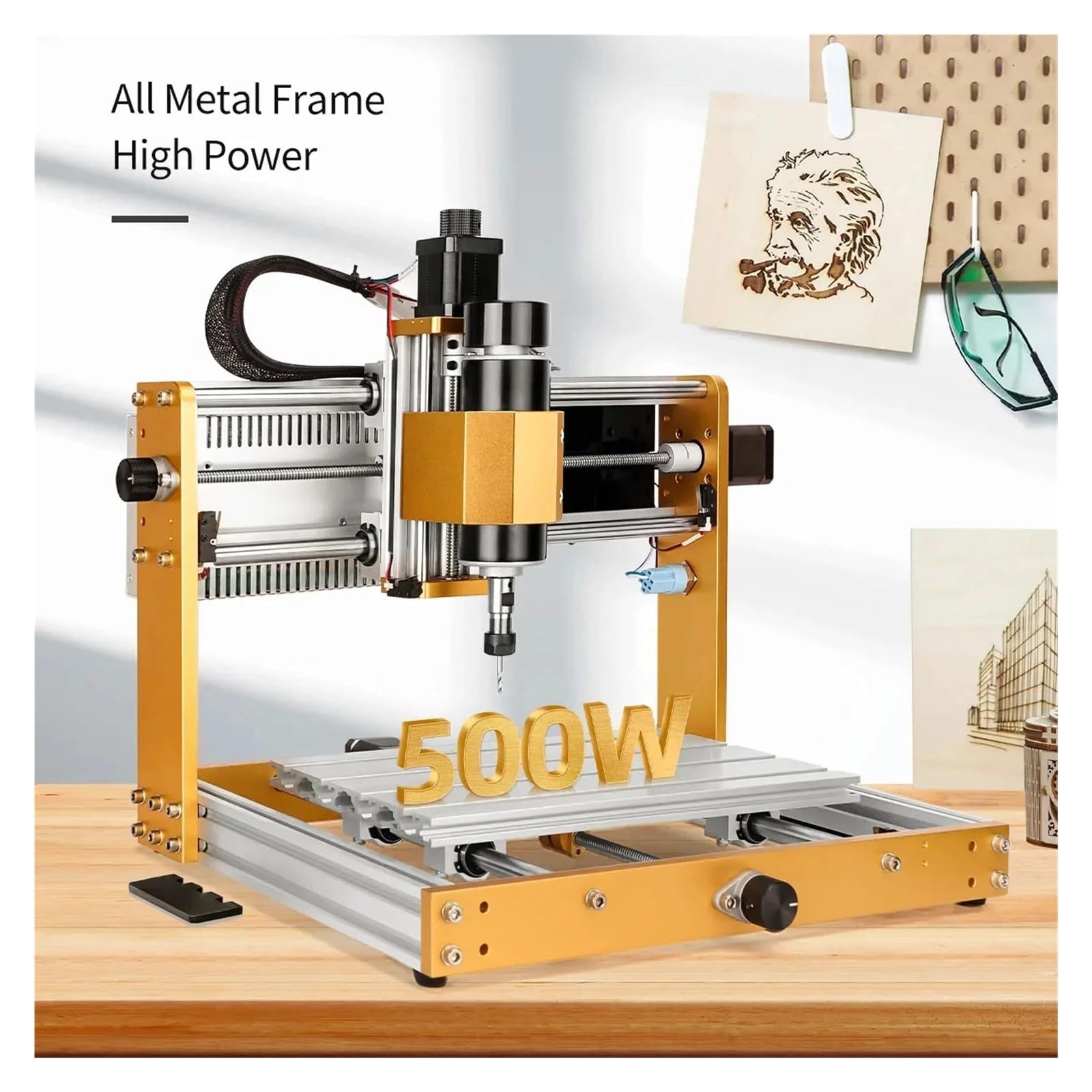 Laser Engraver, CNC 3018Plus Con Macchina Per Incisione Laser Fai-da-te Motore Mandrino Da 500 W Per Legno E Plastica,Alta precisione