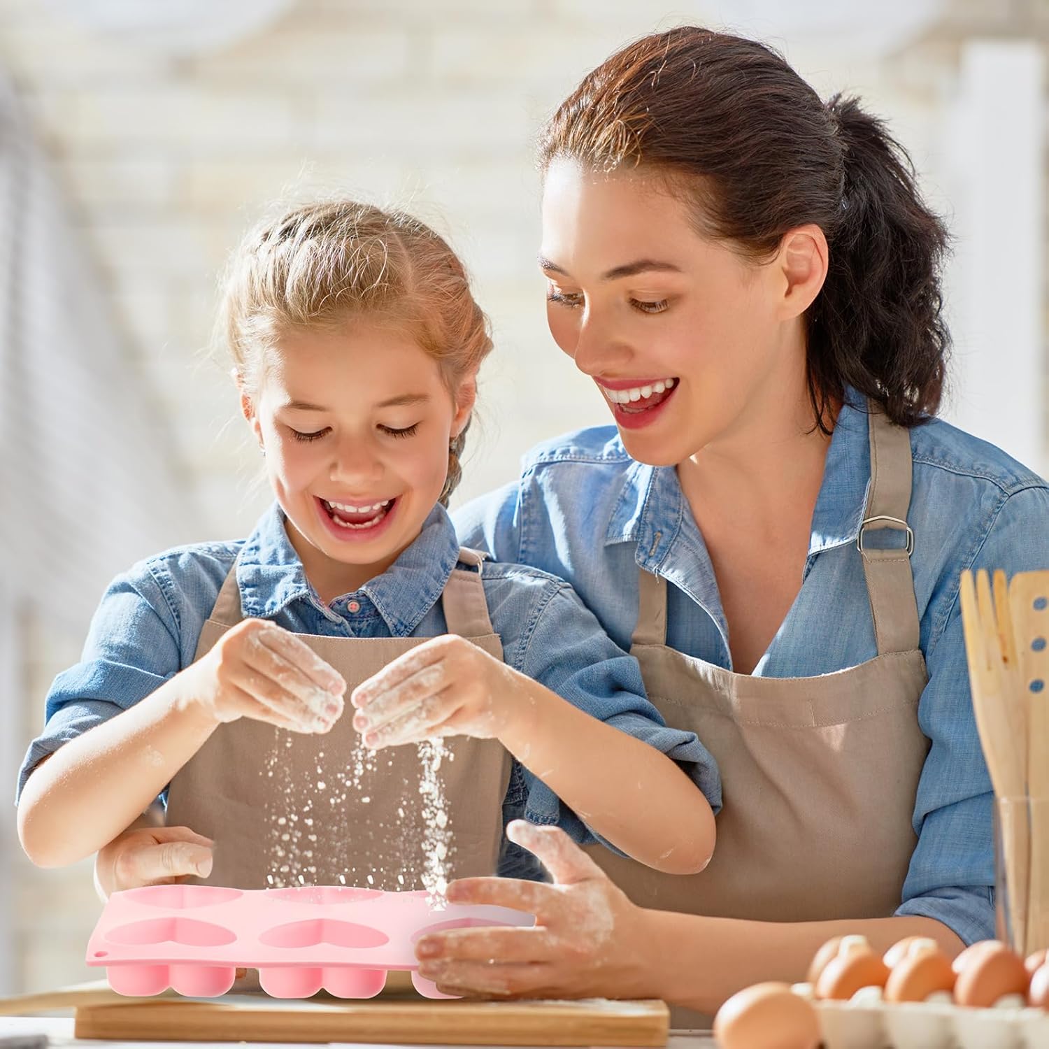 4 Pcs 3D Heart Silicone Mold Bulk 6 Cavity Easy Demold Baking Pan for Love Shaped Pudding Chocolate Cake Candy Resin Soap Valentine Wedding Gift - Image 7