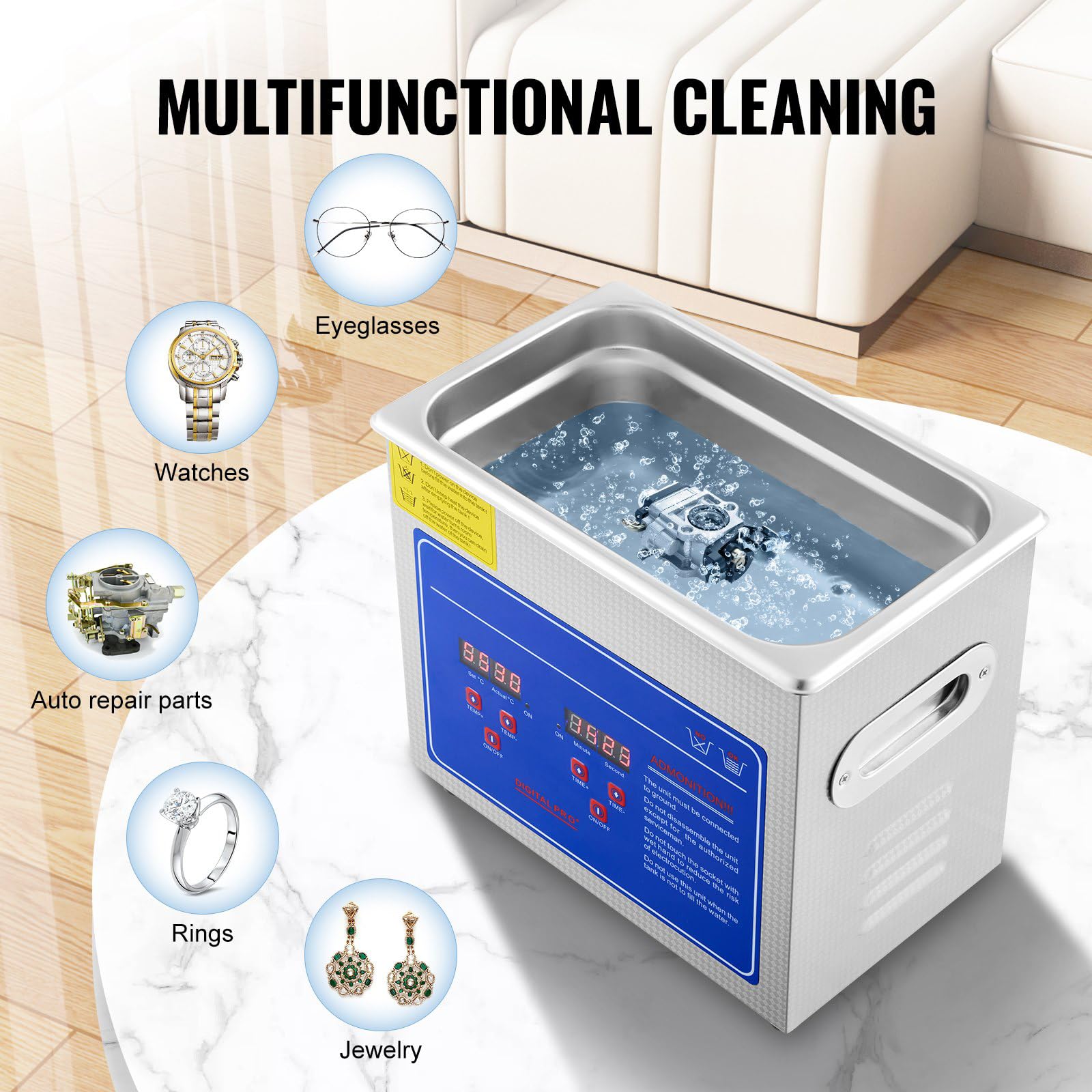 Limpiador UltrasóNico Profesional De 3L De 120 W Con Temporizador Digital Y CalefaccióN De Acero Inoxidable Para Joyas, Gafas Dentadas Herramientas Tarjetas De Circuito, Piezas De Repuesto Personal