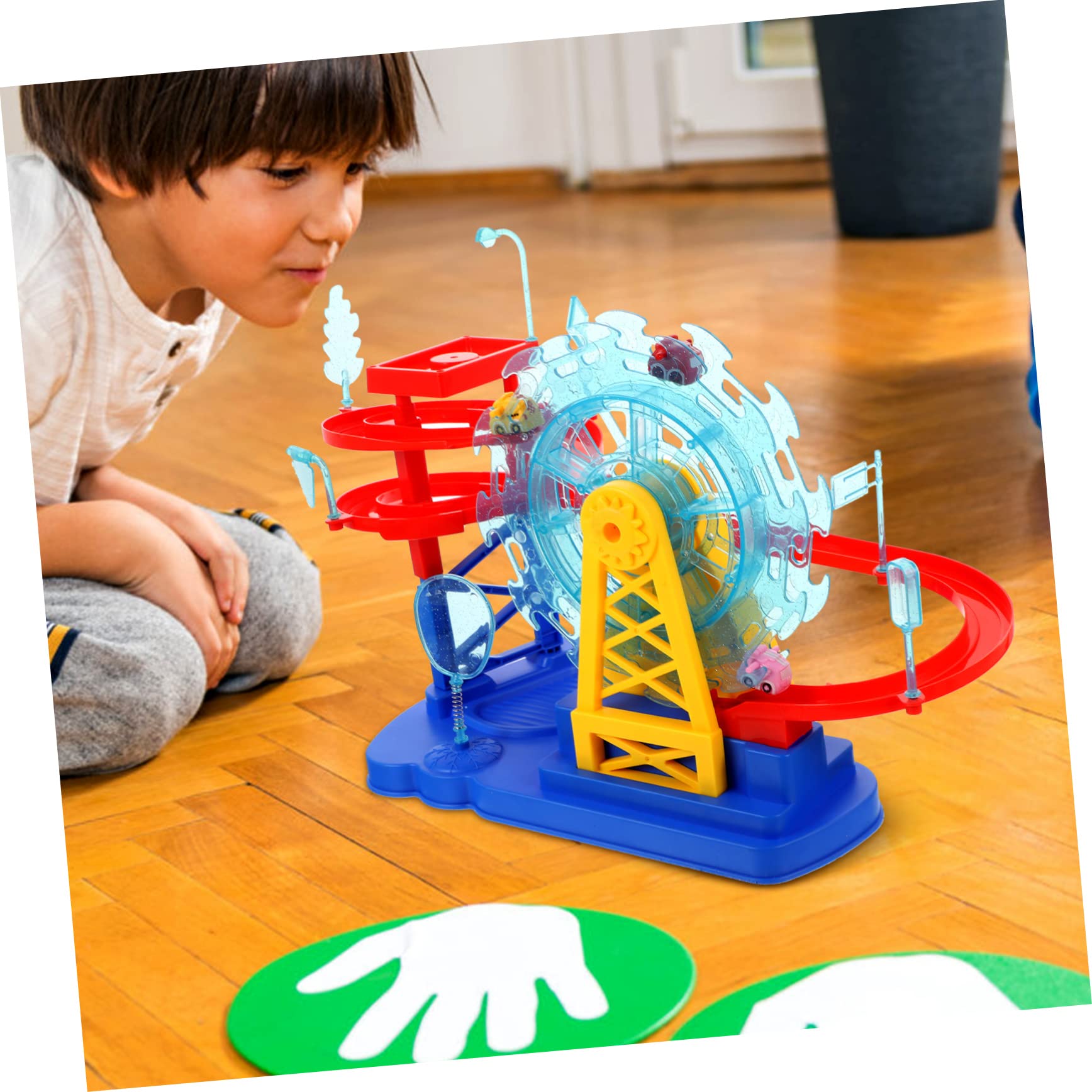 Toyvian Giocattolo del Treno Elettrico Percorso per Macchinine in Plastica Blu, Design Sicuro ed Elettrico per Bambini a Compleanno o Capodanno