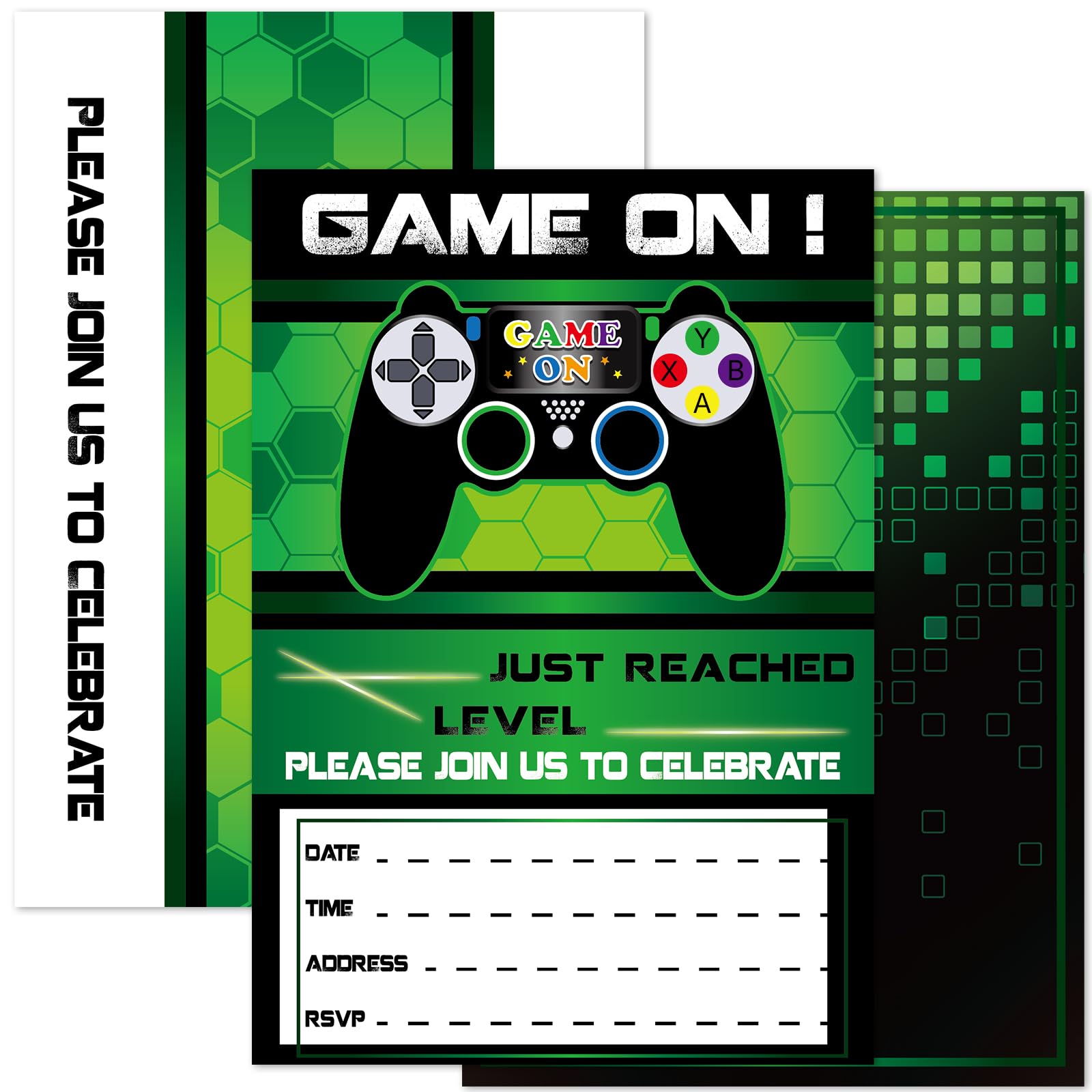 WERNNSAI Gaming Party Invitations for Kids - 20 PCS Video Game Birthday Invitations for Boys Kids Birthday Party Invites Card with Envelopes Gamer Theme Celebration
