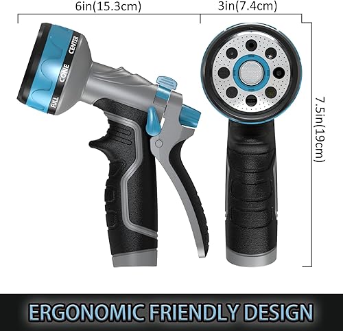 Miniatura 5 de HmiL-U Pulverizador de boquilla de manguera de jardín mejorado con válvula de control de volumen de agua, pistola de agua de alta presión, 8