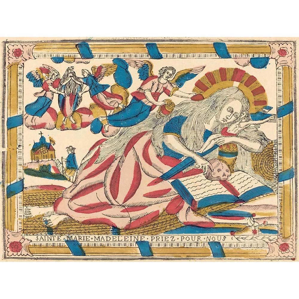 Wee Blue Coo French 19Th Century Saint Mary Magdalene Pray Us Old Painting Art Print Poster Wall Decor 12X16 Inch