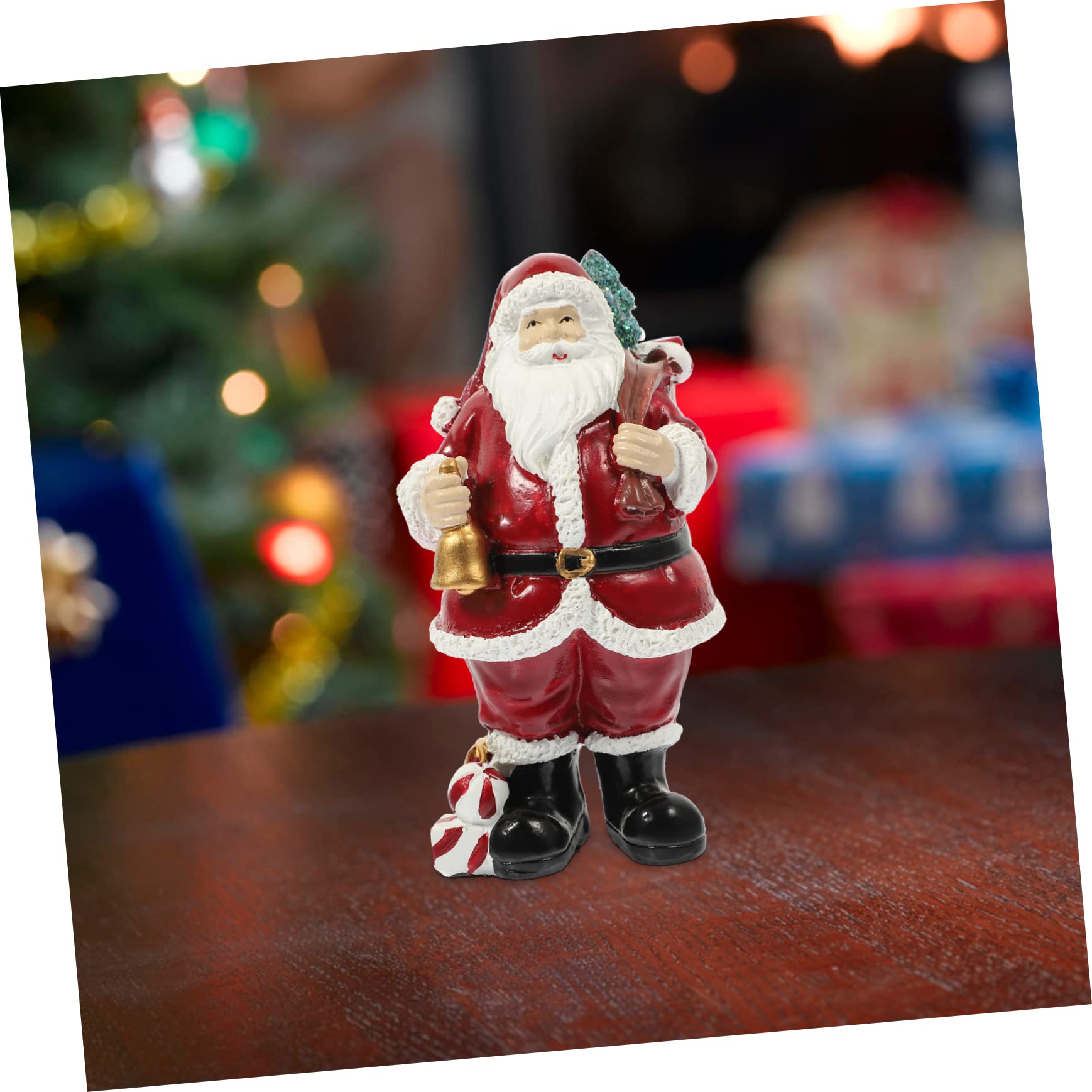 PRETYZOOM 2 Statuette Di Babbo Natale in Piedi in Resina Artigianali Per Ufficio E Scrivania