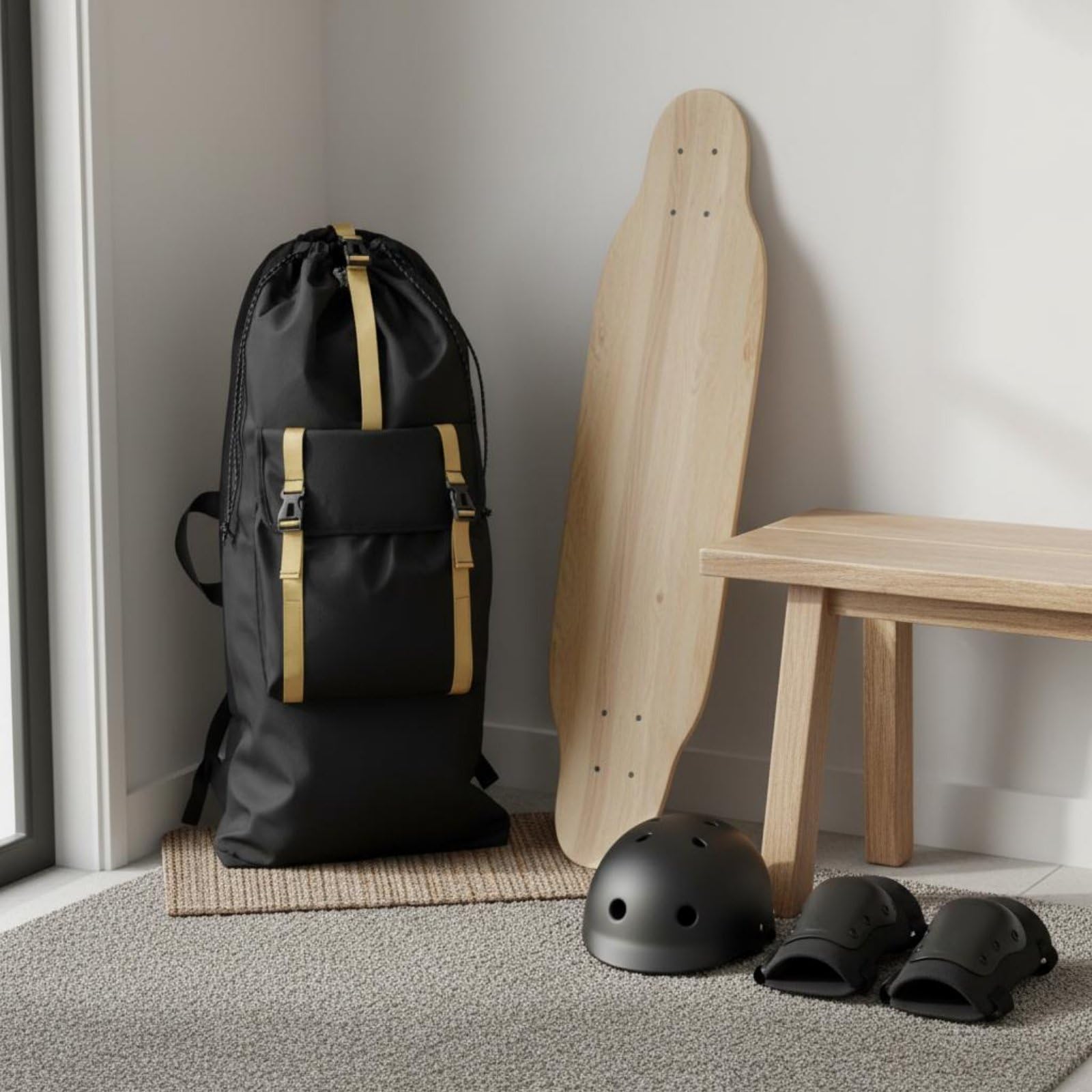Skateboard Tragetasche Skateboard Tasche Longboard Beutel Rucksack mit Reflektierenden Streifen aus Oxfordgewebe Wasserabweisend mit Außentasche Und