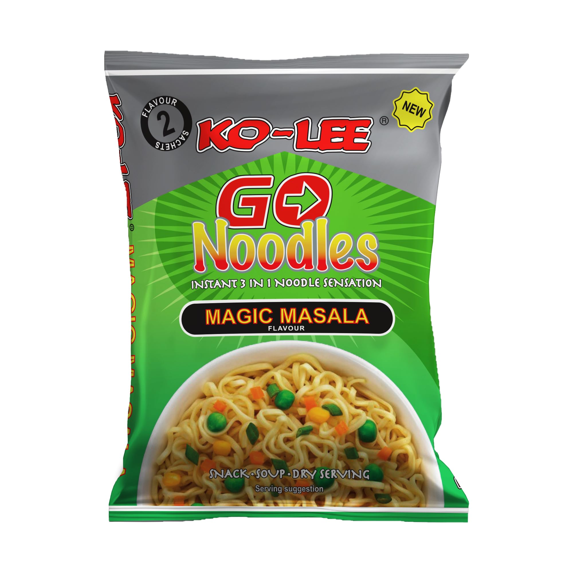 KO-LEE Crunch & Munch Instant Noodles – Magic Masala | 3-in-1 Snack, Stir-Fry or Soup | MSG-Free | 85g (Pack of 24)