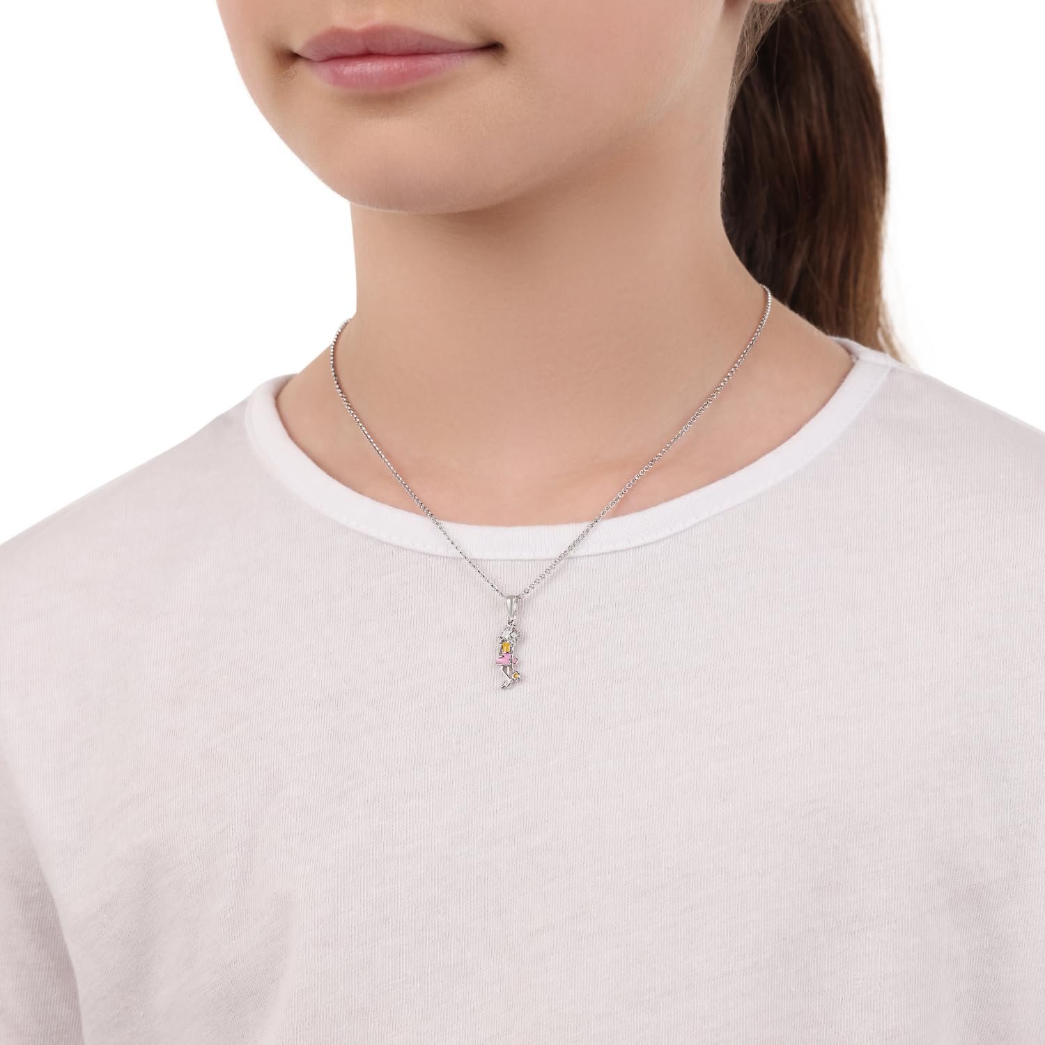 Prinzessin Lillifee Kette mit Anhänger 925 Sterling Silber Mädchen Kinder Halsschmuck, 35+3 cm, Rosa, Lillifee, Kommt in Schmuck Geschenk Box, 2038747