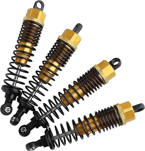 Miniatura 58 de 4 amortiguadores delanteros y traseros, suspensión ajustable de 3.858 in de aluminio para autos RC 1/10 HSP 94166 94106 94107 94155 94170 Buggy Rojo