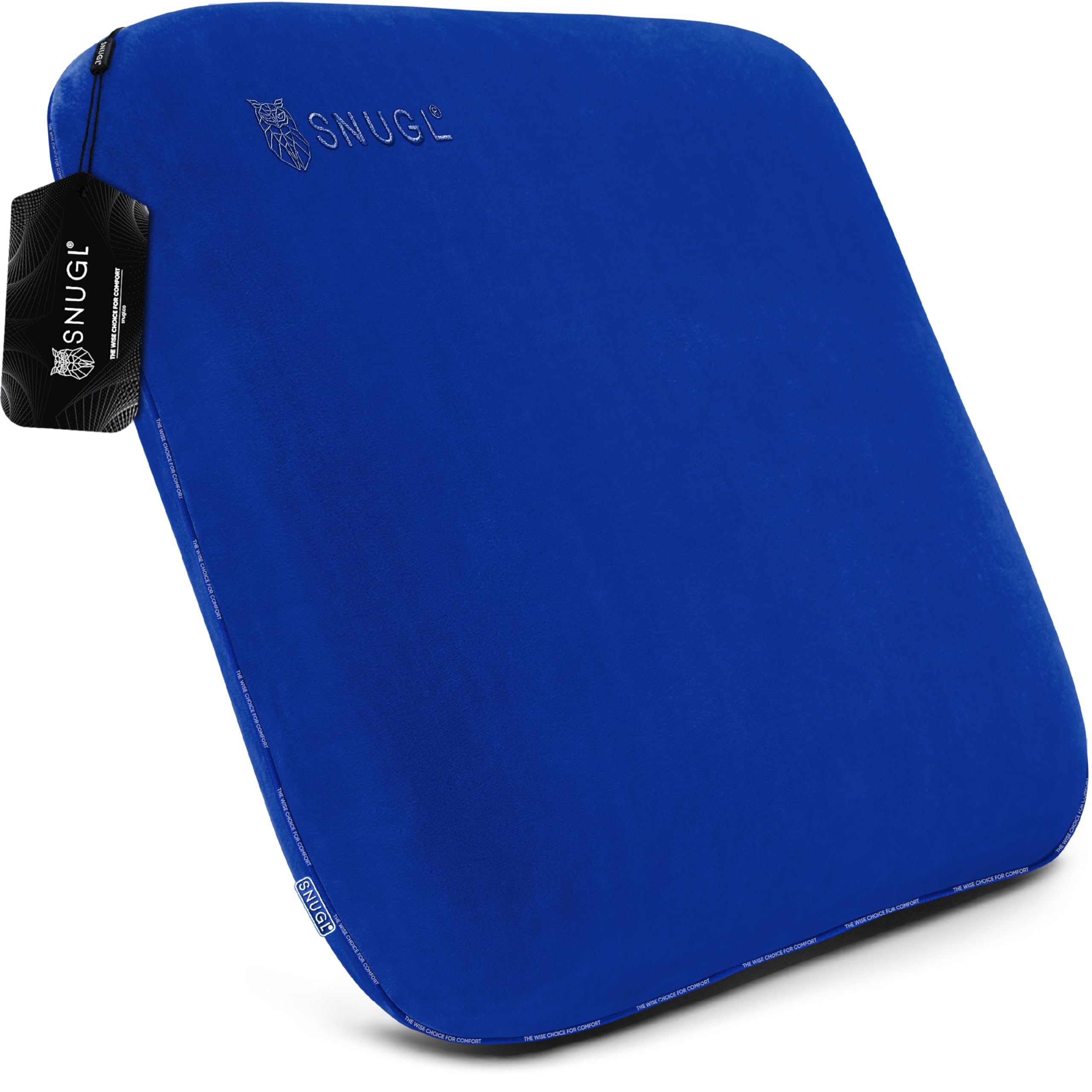 SNUGL Sofa Cushions 50cm x 50cm – Cushions with Covers Included – Memory Foam Sofa Pillows – Velvet Cushion – Hypoallergenic Washable Cover (Large Blue – 1 Cushion) — image 1