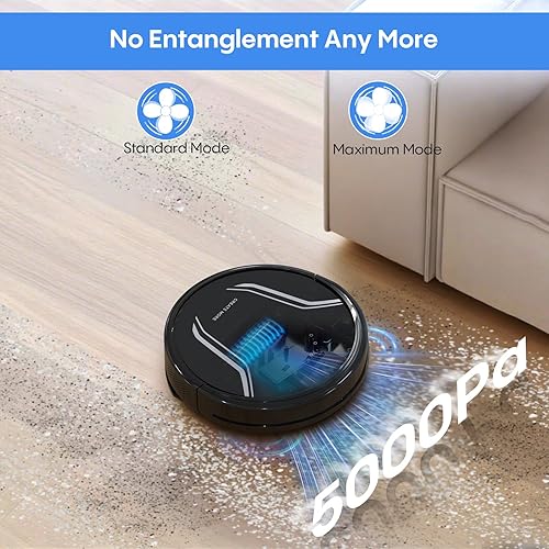 Miniatura 4 de Bagotte Robot aspirador y trapeador, 5000 Pa robot aspirador con aspiradora robótica 3 en 1, aplicación y control remoto, recarga automática,