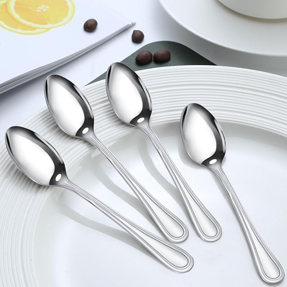 Hunnycook 24-Piece Coffee Spoons - Espresso Spoons, 4.7-inch Stainless Steel Small Spoons for Coffee, Hot Tea, Desserts and Appetizers, Demitasse Spoon for Coffee Bar, Dishwasher Safe