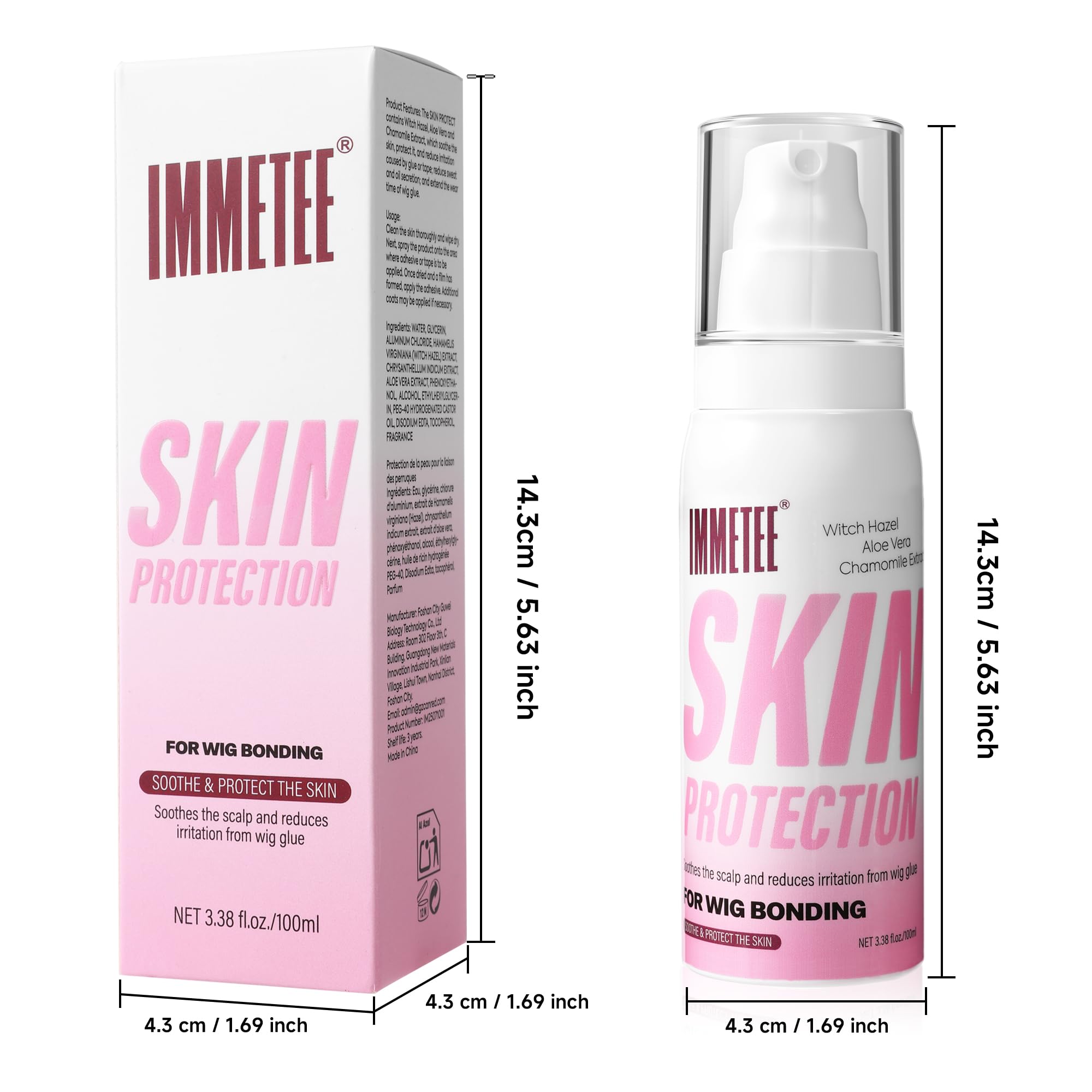 immetee Wig Bond Protección para la piel, pegamento para pelucas, protector del cuero cabelludo para pegamentos para pelucas de encaje y adhesivos capilares. 100 g/3,38 fl. oz.