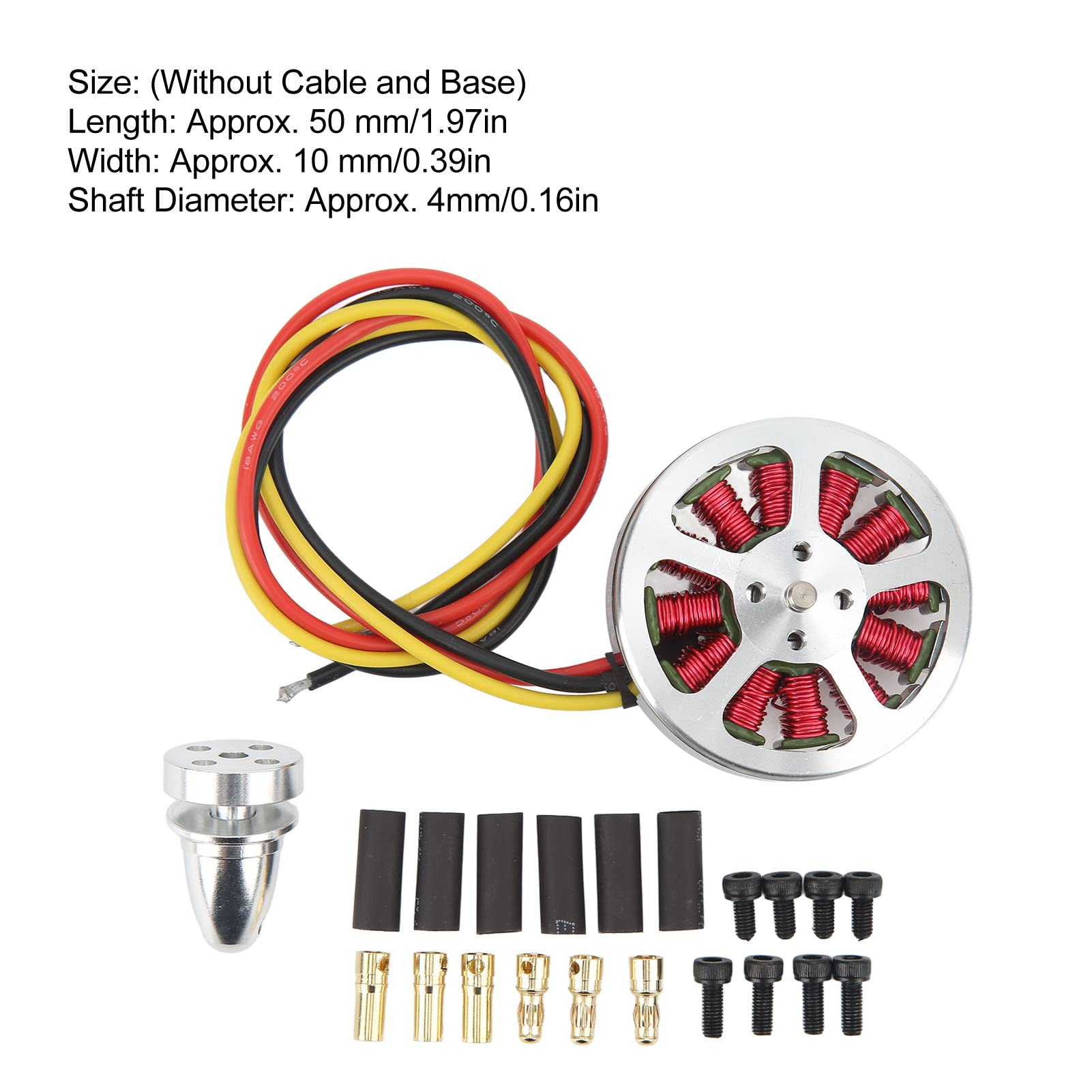 4 szt. Bezszczotkowy silnik tarczowy 5010 750KV Wysokowydajny wieloosiowy multicopter Bezszczotkowy silnik do quadcoptera Drone RC Samolot Stop aluminium Srebrny 50x10mm