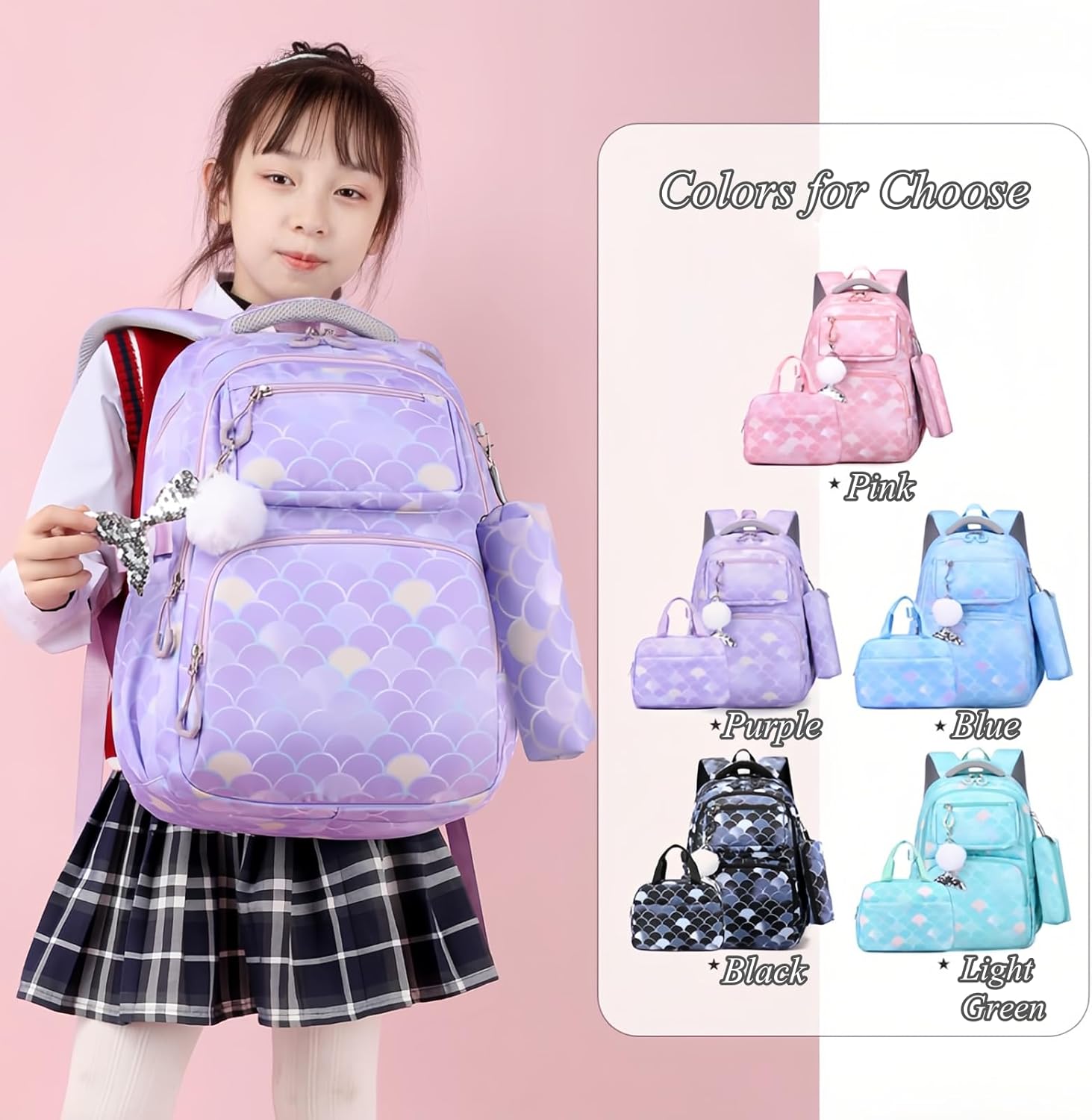 VIDOSCLA Kids Girls Elementary Backpack Students Book Bag Colorful School Bag for Girls - Image 6