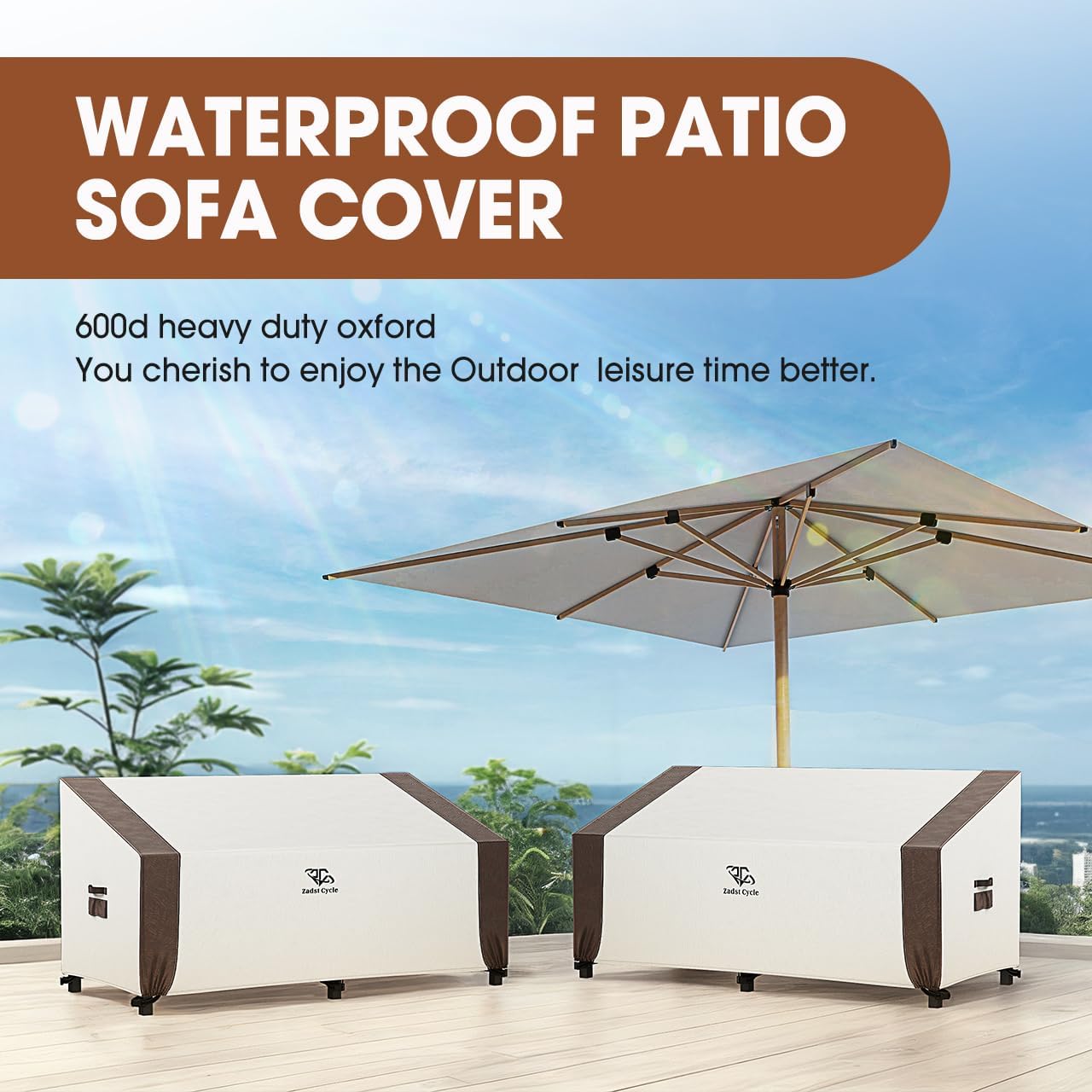 Outdoor Furniture Cover, 70 inch Patio Sofa Cover Waterproof, Patio Furniture Cover for Loveseat Sofa and 3 Seat Couches, Anti-UV, Water Resistant, Tear Resistant, Large, 1 Pack, Brown