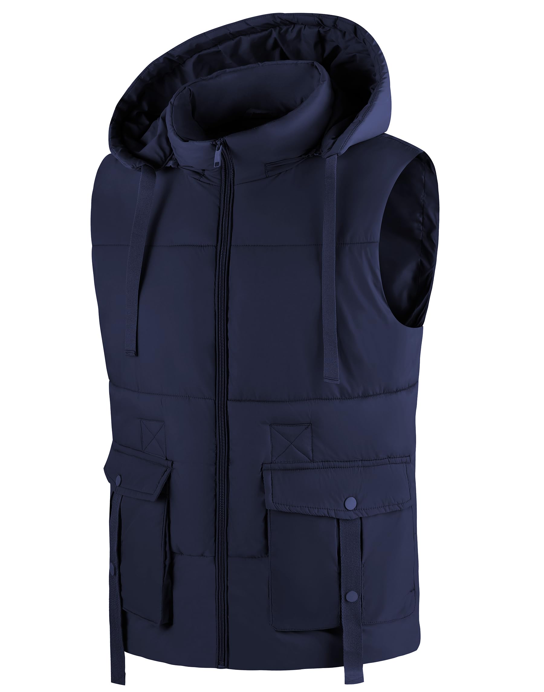 ZITY Herren-Oberbekleidung, warm, gesteppt, Pufferweste, gepolsterte Weste, Kapuzenjacke, ärmellos, mit Taschen, für Arbeit, Golf, Wandern, Angeln