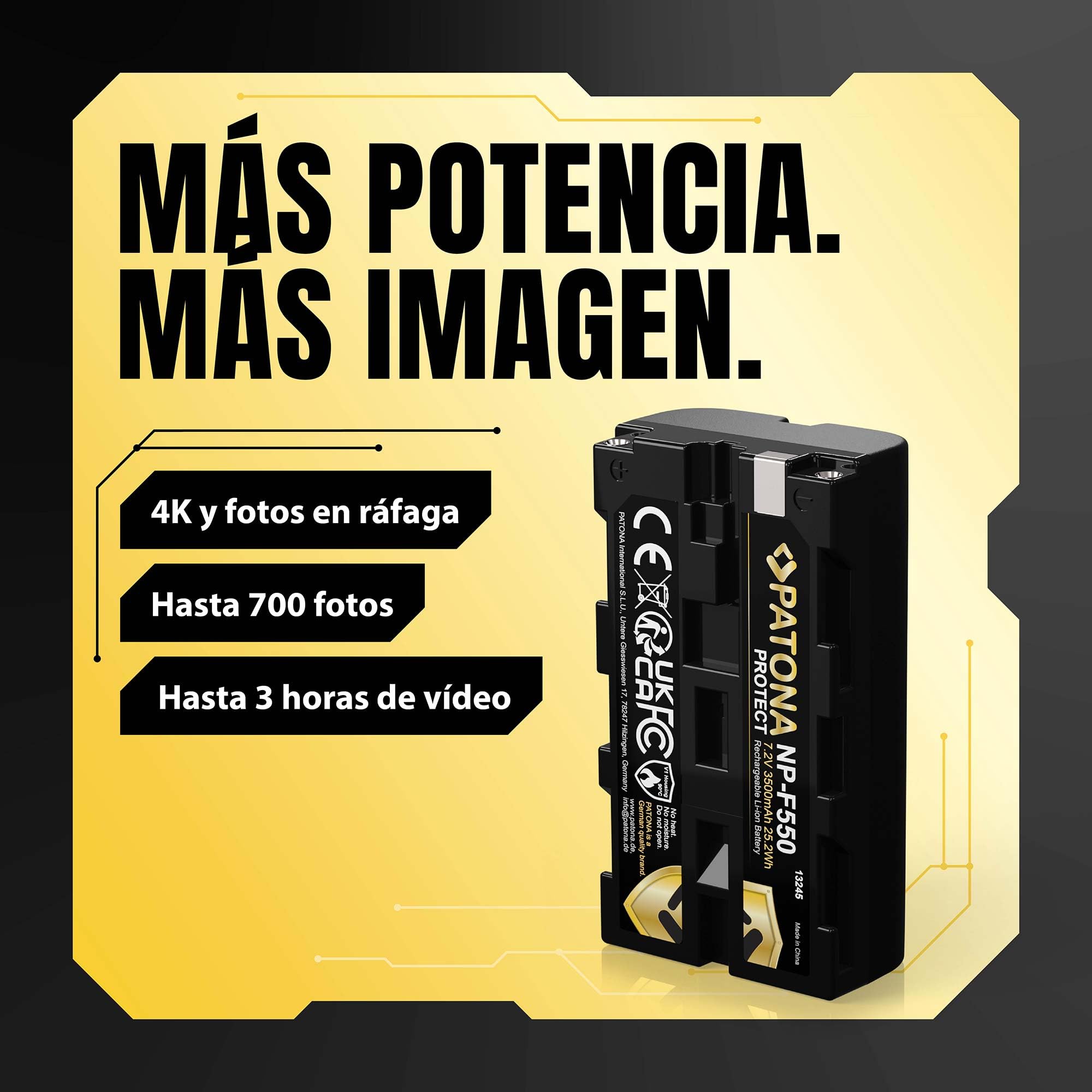 PATONA 2X Protect Batería para Sony NP-F550 F730 F750 F930 F950 3500mAh