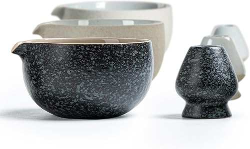 Miniatura 7 de TEANAGOO - Juego de tazón de té Matcha con asa, juego de tazón de cerámica Matcha y soporte para batidor, tazón de té verde, 2 piezas Macha Chawan