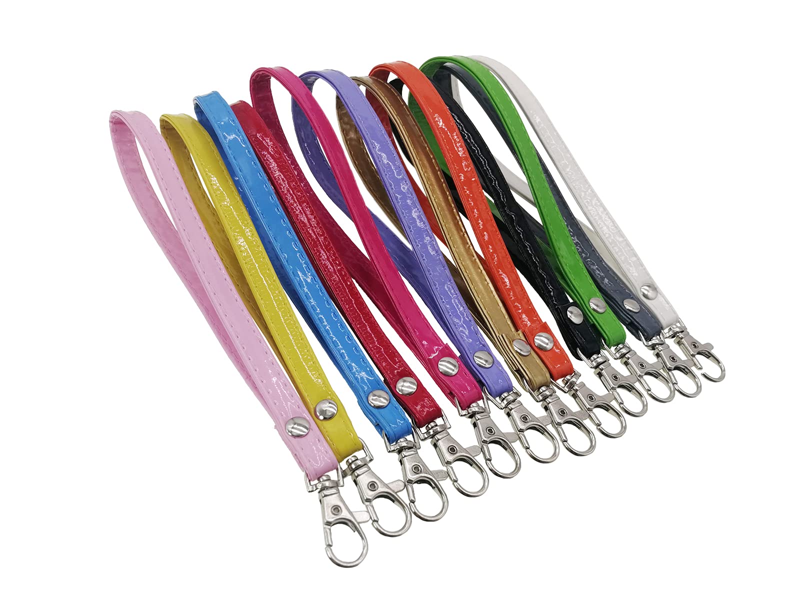 PAMIR TONG 12pcs Wristlet KeyChain Cellphone Shinny Leather Strap with Lock