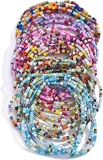 Lot de 30 bracelets colorés en perles de verre tendance pour femme, chaîne de pied et de main, idéal pour les voyages et les vacances, bracelets à perles multicolores