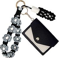 BIHRTC Boho Macrame Wristlet Keychain Wallet Lipstick Holder Handmade Bracelet for Keys Cards