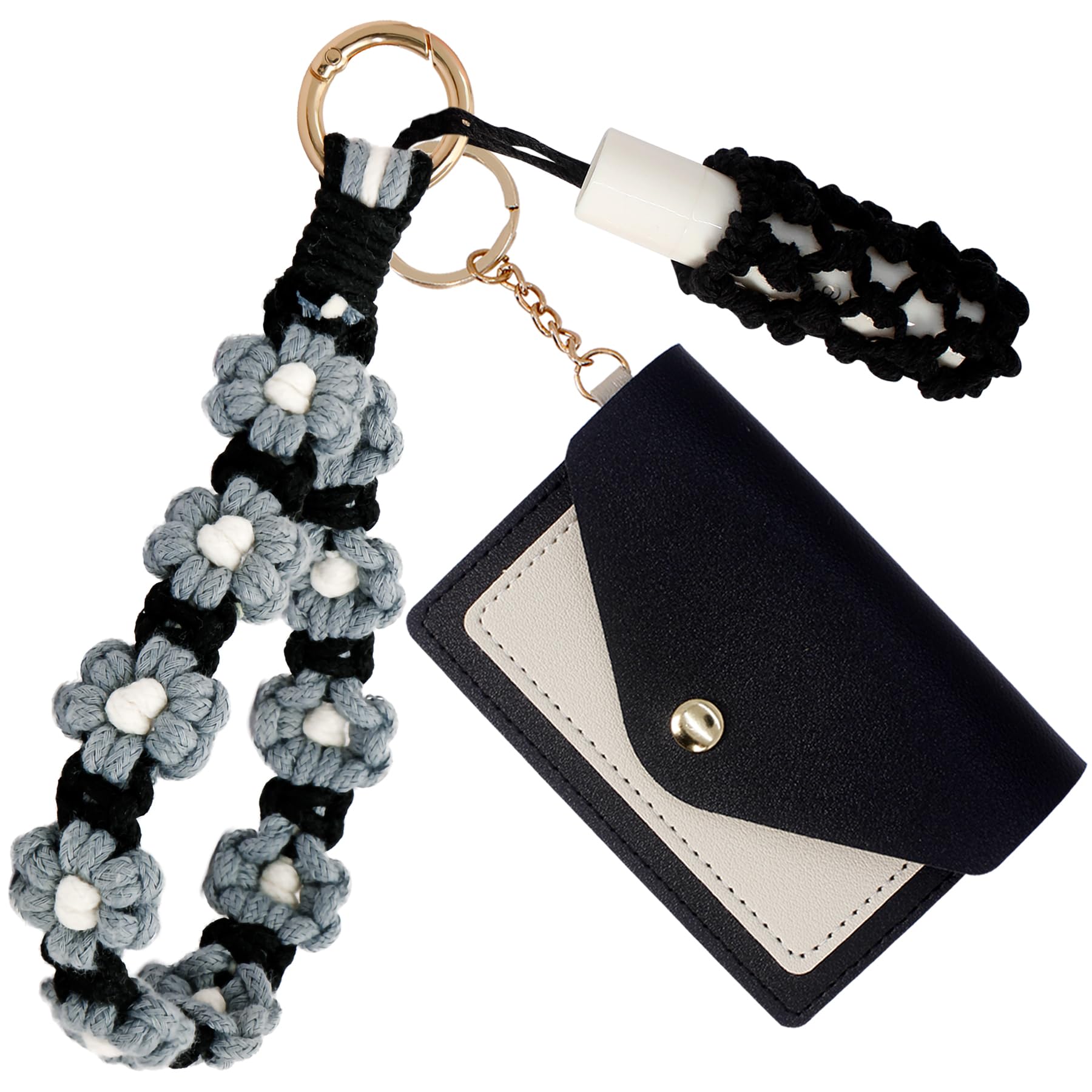 BIHRTC Boho Wristlet Keychain Wallet Lipstick Holder Handmade Wristband Bracelet