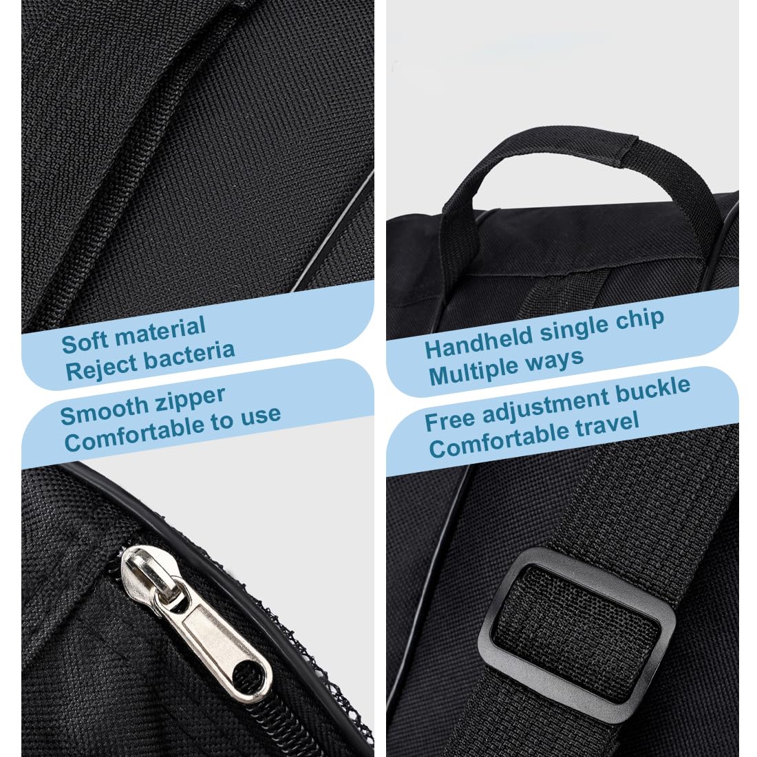 Sac à Patins GRKB – Tissu Oxford Imperméable – 3 Poches – Bandoulière Réglable – Pour Rollers, Patins à Glace, Ski – Noir