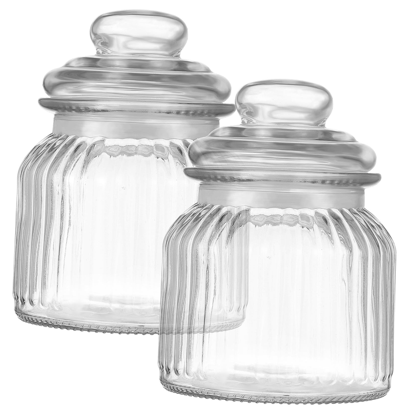 Cabilock 2 Stück Glas Vorratsgläser mit Deckel 650ml Luftdicht Spülmaschinenfest Transparente Aufbewahrung für Süßigkeiten und Trockenfrüchte für Weihnachten und Party