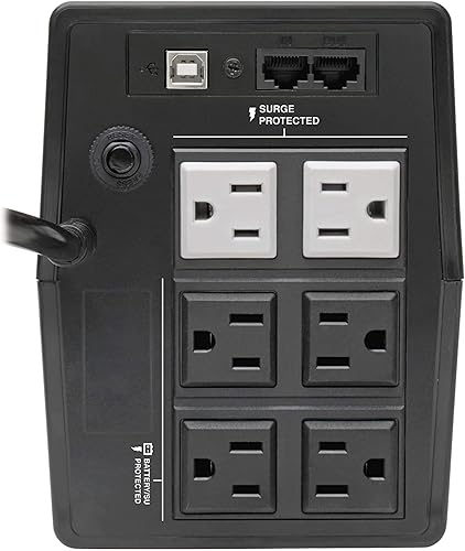 Miniatura 2 de Tripp Lite Protector contra sobretensiones de respaldo de batería de 700 VA, UPS interactivo de línea, Avr, 6 tomas NEMA 5-15R, enchufe NEMA 5-15P,