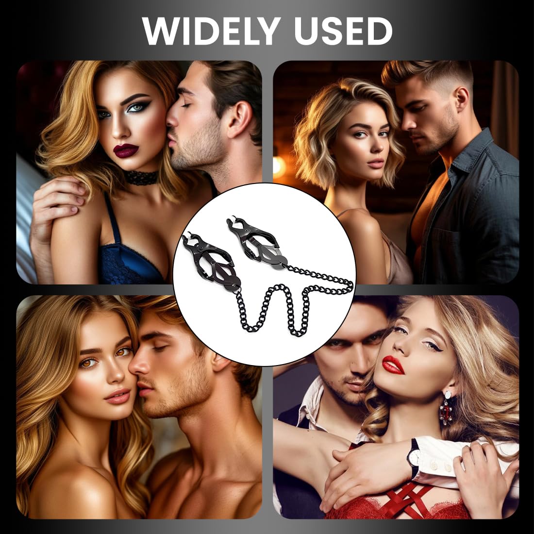Pinze Capezzoli,Giocattoli Intensi per Capezzoli per Uomini e Donne,Sex Toys,Regali per Coppie (Nero)
