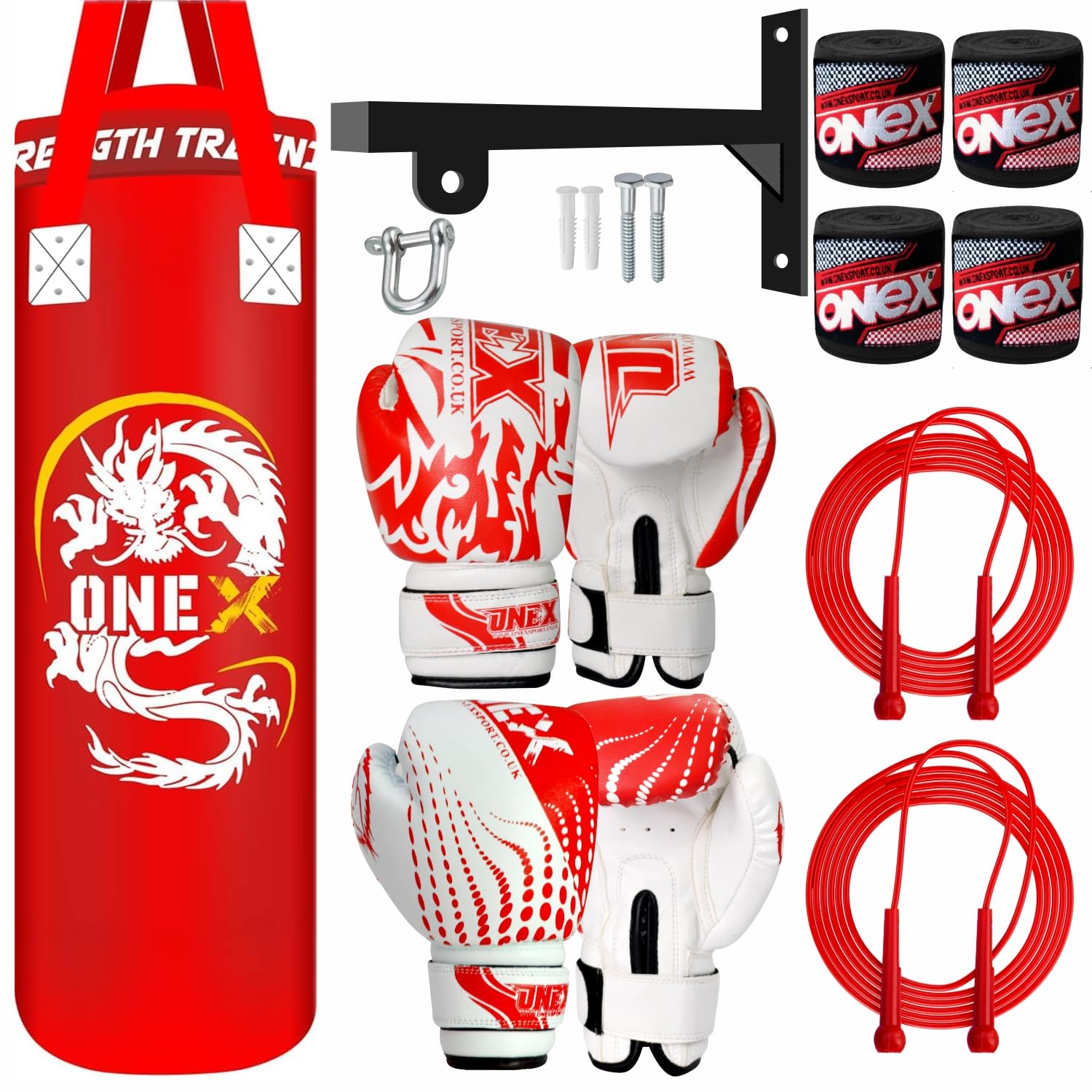 Heavy Duty Boxing Punch Bag Training Set - Includes Wall Bracket, Punching Gloves, Ideal for Kickboxing, MMA, Grappling, Muay Thai, Karate, BJJ - Perfect for Adult Home Gym Fitness