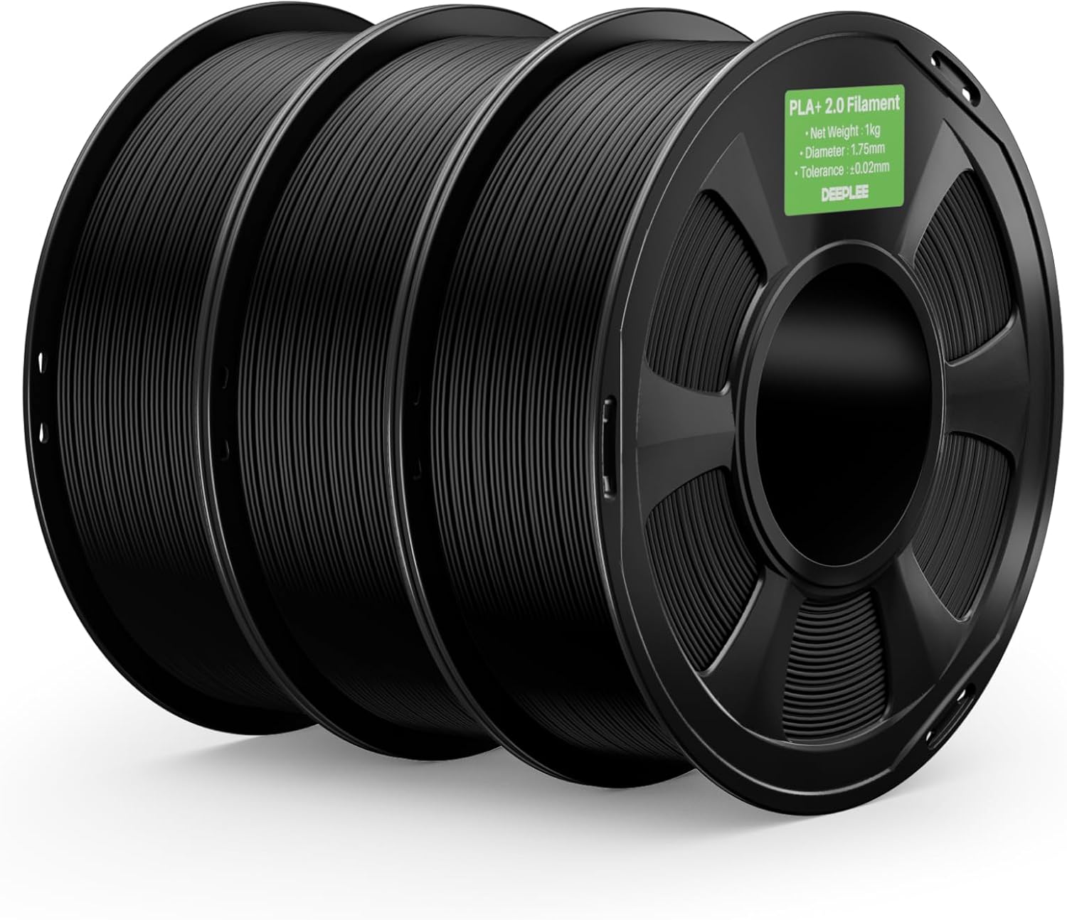 DEEPLEE PLA+ 2.0 Filament 1.75mm, Stronger Toughness 3D Printer Filament, Black 4KG, Upgrade PLA Plus 3D Printer Filament, High Speed PLA+ Filament for Most FDM 3D Drucker