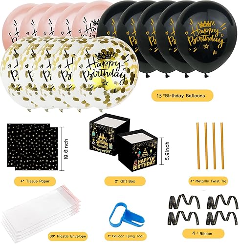 Miniatura 2 de 2 cajas de dinero para regalo en efectivo, divertida caja de globos de dinero con 15 globos de feliz cumpleaños, caja de regalo única sorpresa de