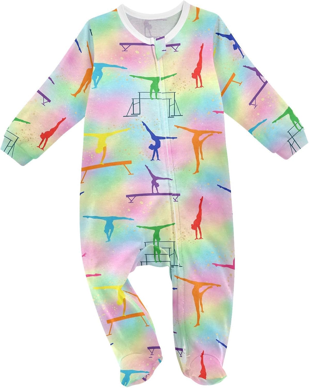 Baby One-Piece Footies Long Sleeve Rompers Zipper, Baby Bodysuit Cotton Clothes for Boys Girls 0-24 Month