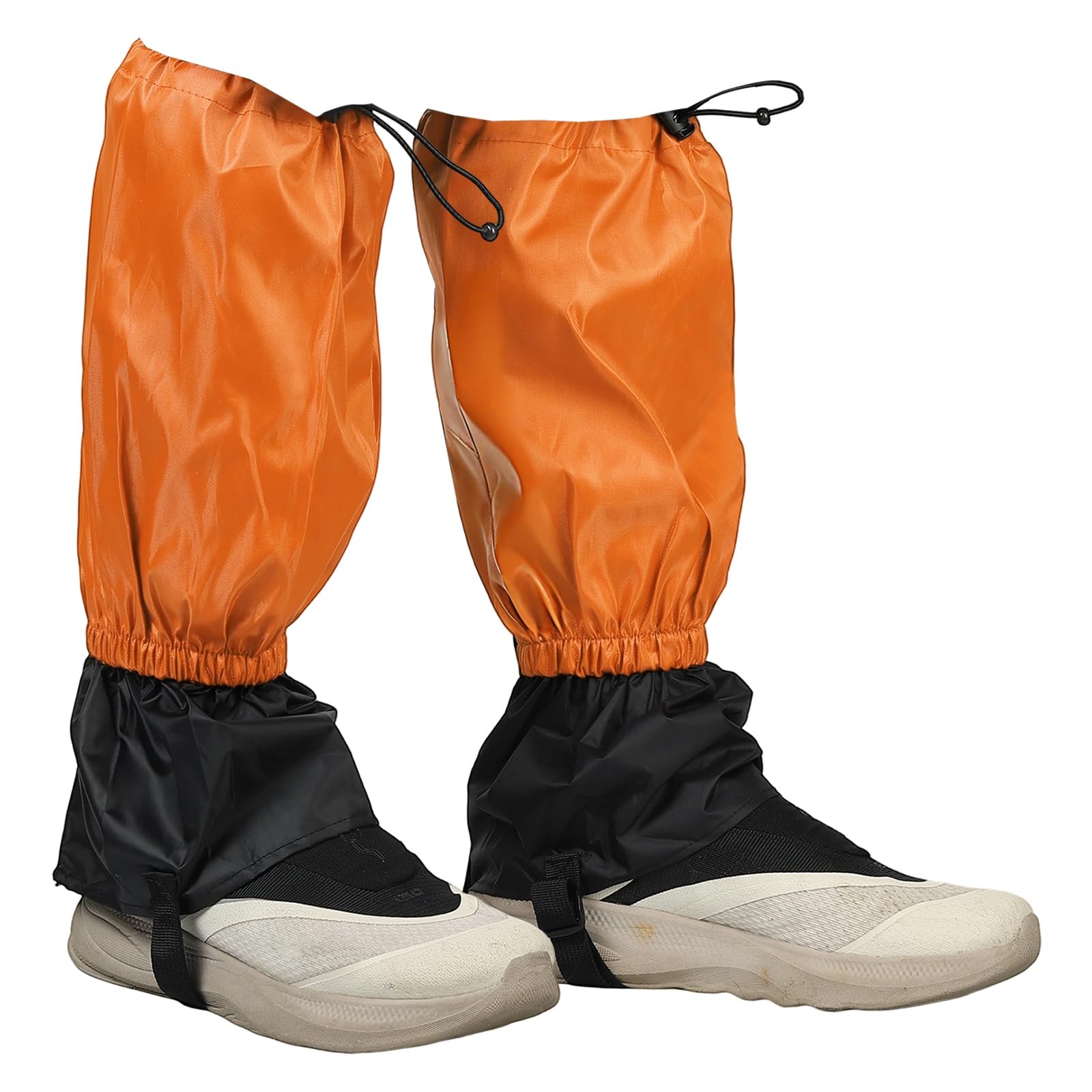 YELARXI Leg Gaiters, Snow Gaiters for Hiking Waterproof Adjustable Lightweight Snow Boot Guards with Foot Strap -Fitting for (Snowshoeing/Hiking/Hunting/Climbing), 18" & Orange