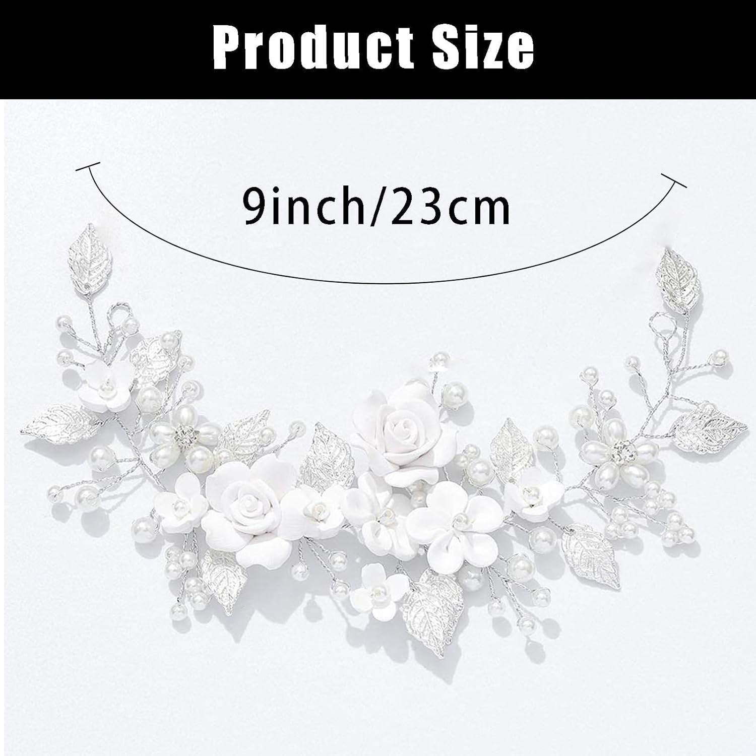 Flower Bride Wedding Hair Vine Silver Rhinestone Leaf Hair Accessories Headband for Women and Girls - Image 2