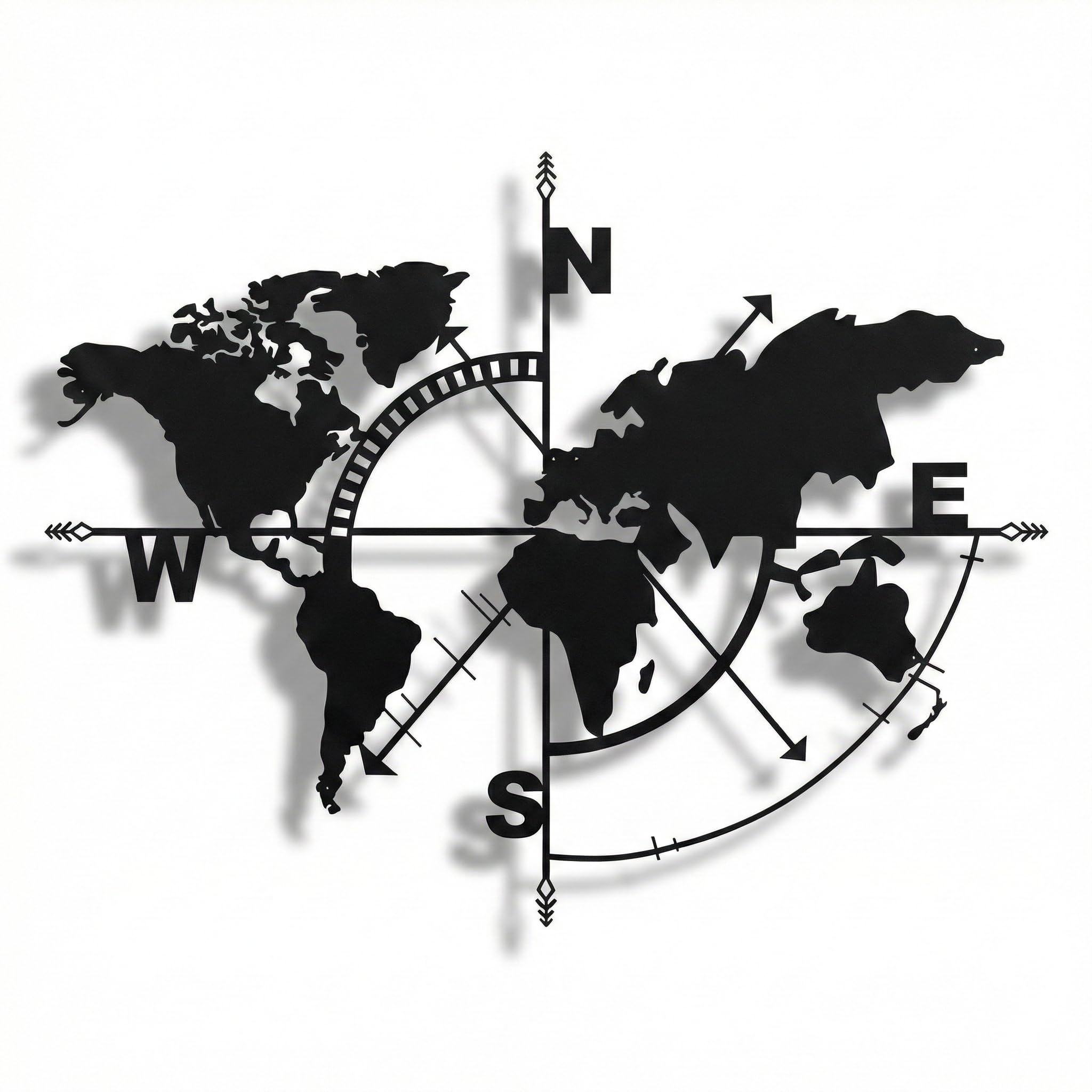 Metal World Map Art, Metal Wall Decor Home Office Decoration Bedroom Living Room Decoration (39" W x 29" H / 98x75cm, Black)