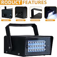 Vista 9 de ENUOLI Mini LED luz estroboscópica color blanco con 24 LED súper brillantes control de velocidad variable para efecto de luz de escenario
