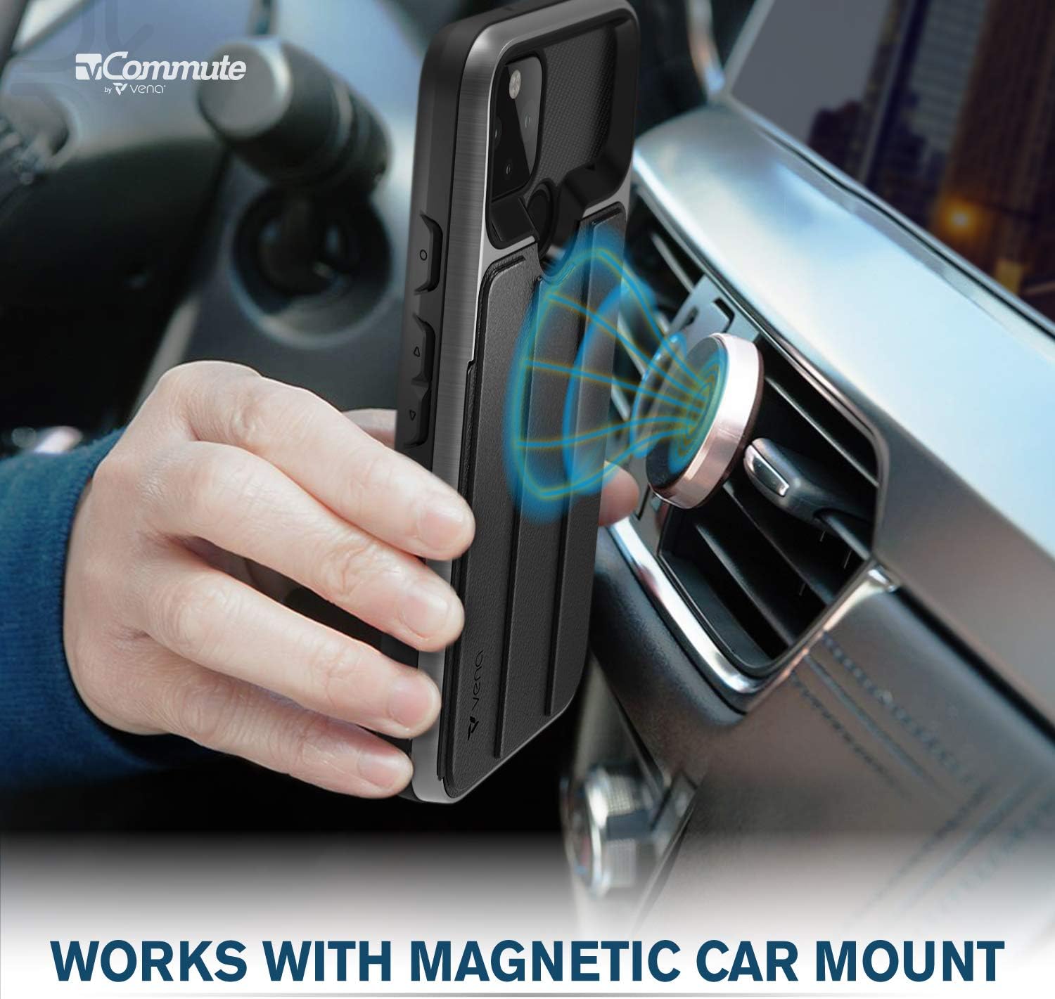 🛒 Crazy Deals Vena vCommute Wallet Case Compatible with Google Pixel 5 (6.0-inch), (Military Grade Drop Protection) Flip Leather Cover Card Slot Holder with Kickstand - Space Gray