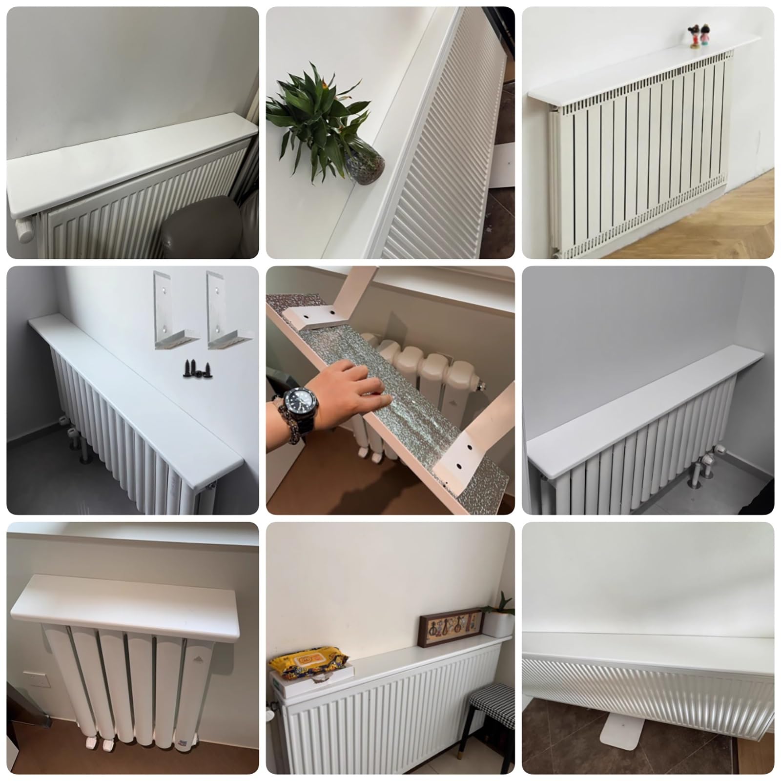 Mensola galleggiante sopra radiatori per decorazione domestica Lunghezza personalizzata 50 240 cm bianco ideale per patio ingresso porta d'ingresso fattoria include staffe e viti