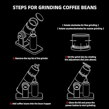 Electric Burr Coffee Grinder - Stepless Adjustment Electric Espresso Grinder with CNC Stainless Steel Conical Burr and Magnetic Lid & Dosing Cup (Black)