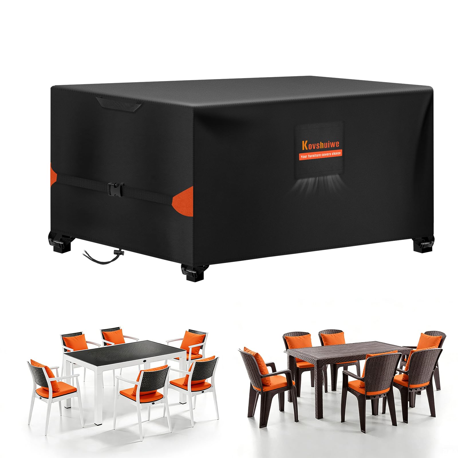 Kovshuiwe Copertura per mobili da giardino, 160 x 100 x 74 cm, copertura impermeabile per mobili da patio, in resistente tessuto Oxford 420D, copertura per mobili in rattan, antivento, anti-UV, per