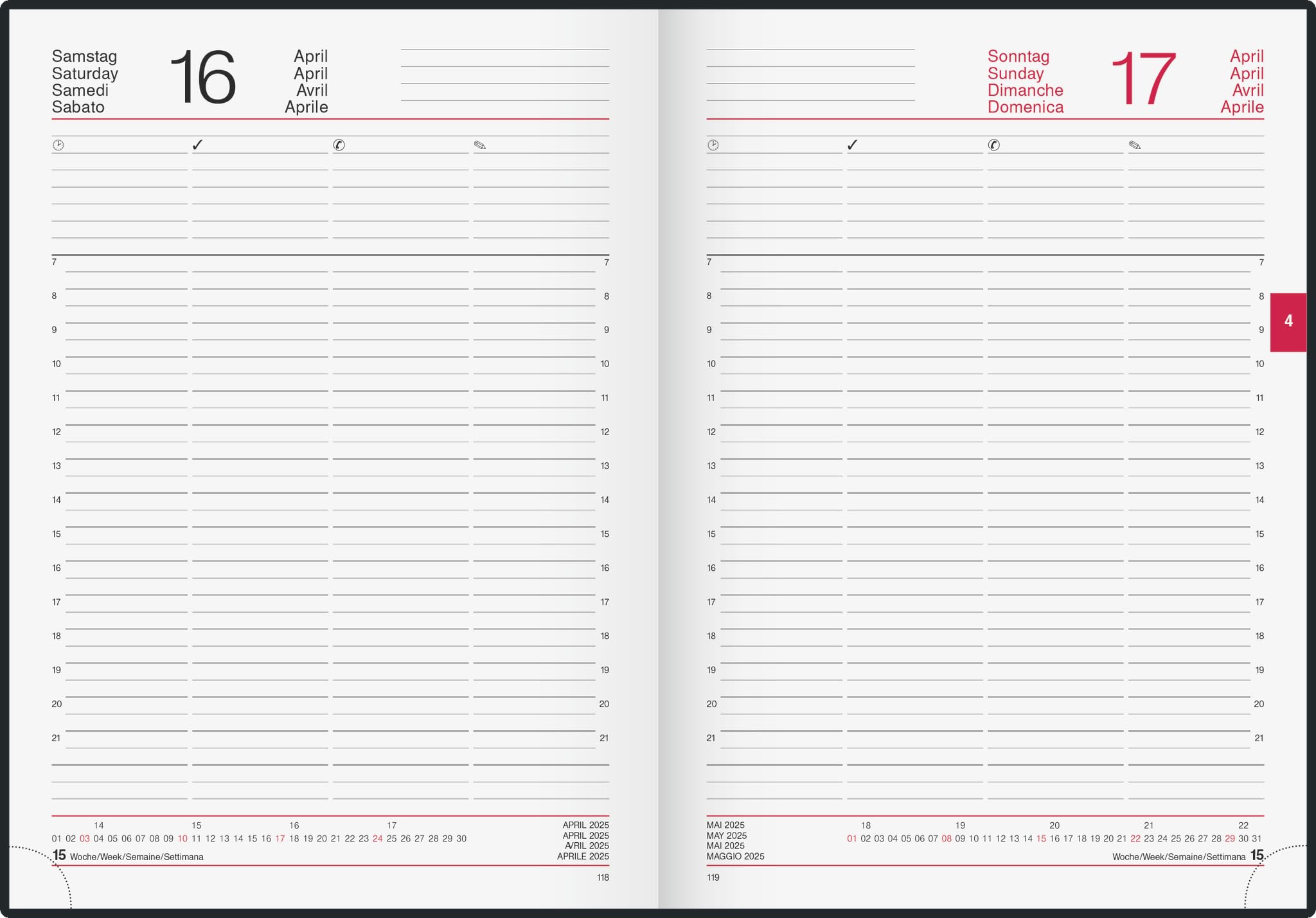 rido/idé Agenda modèle Conform (2025), 1 page = 1 jour, A4, 384 pages, couverture en cuir synthétique, Derby, gris