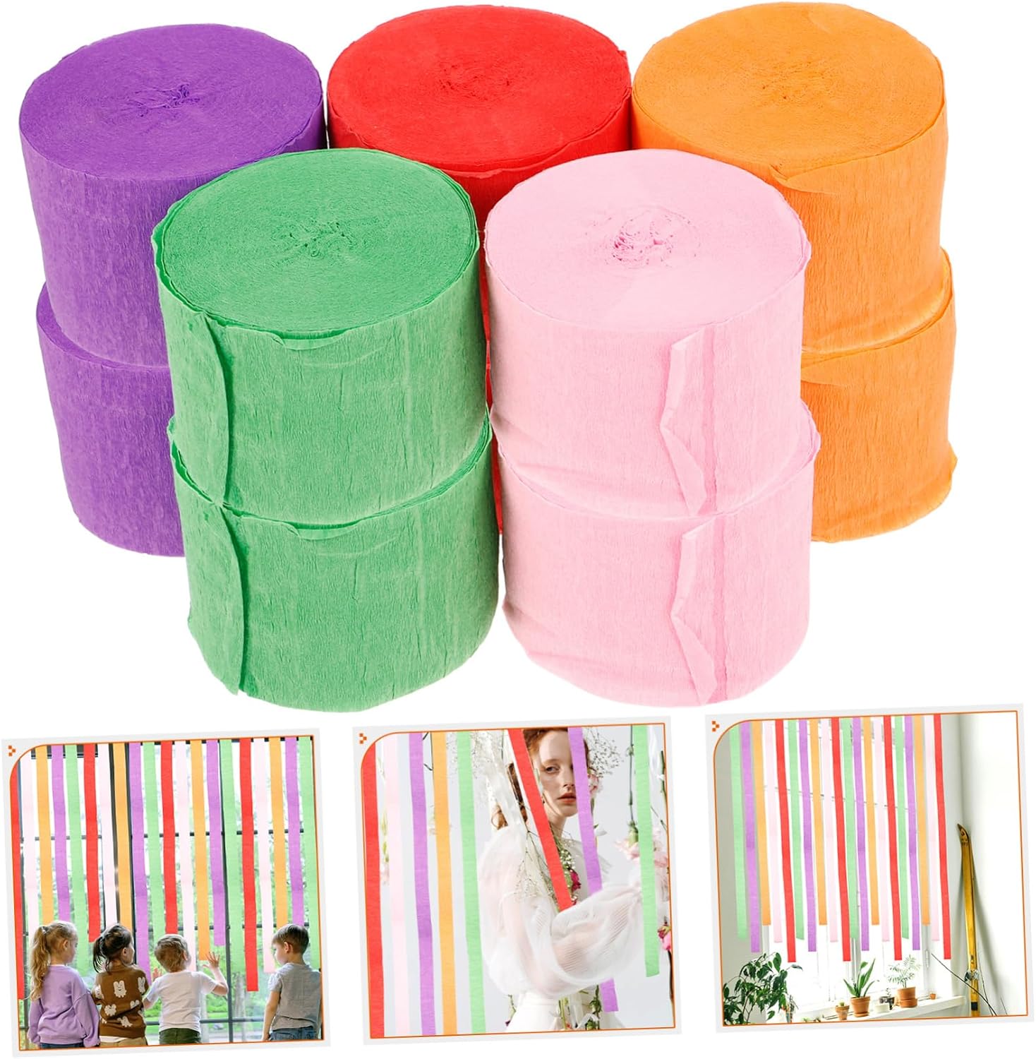 MERRYHAPY 10rolls Crepe Paper Streamers for Birthday Party Decorations for Weddings Showers and Festive Events Deep