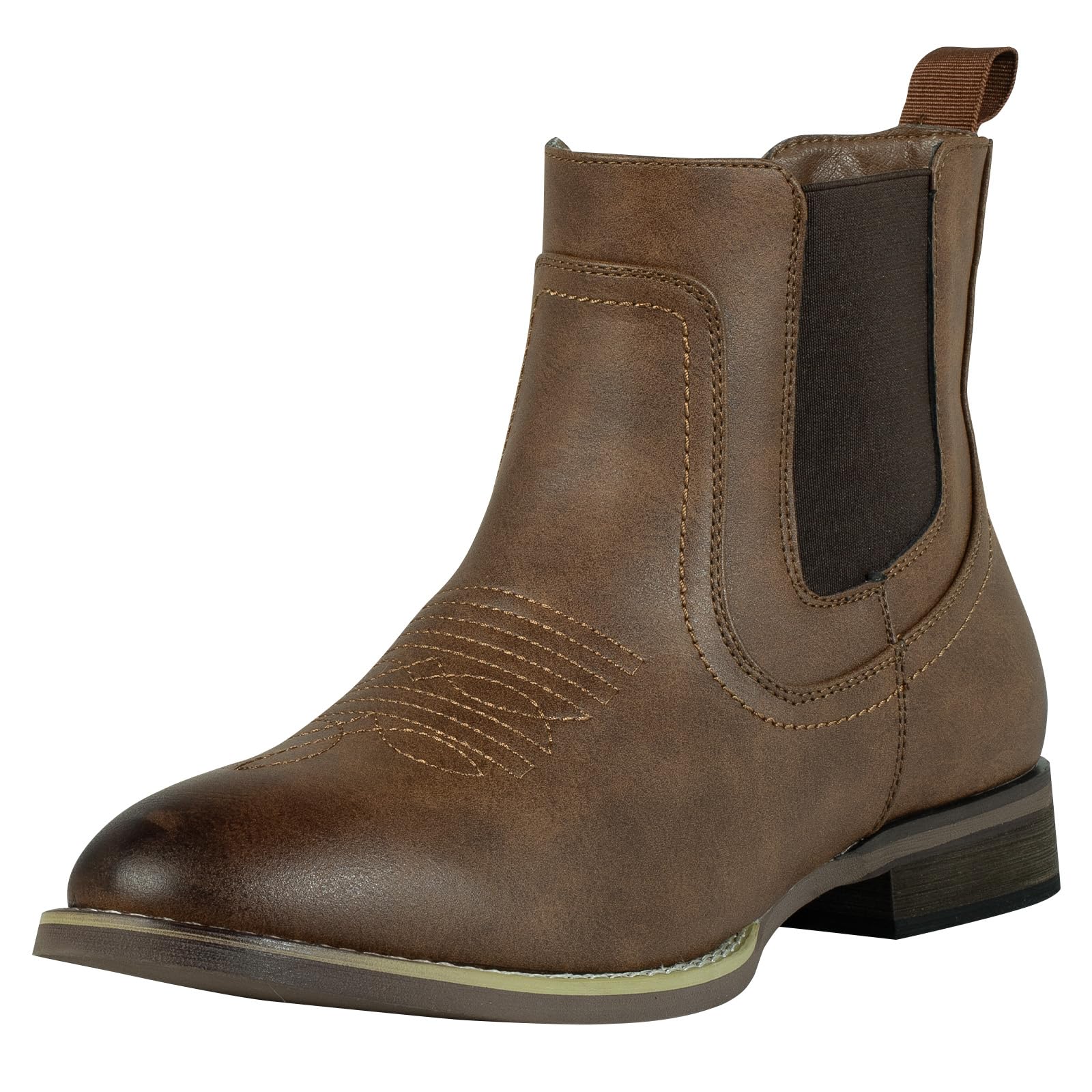 J's.o.l.e Stivali Chelsea da uomo alla caviglia stivali da cowboy per uomo Western punta rotonda slip on casual stivali da lavoro marrone