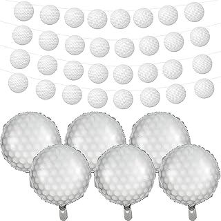 Sponsored Ad - 4 Pieces Golf Party Decorations ball Banner and 6 Pieces Golf Balloon, Giant Golf Aluminum Foil Balloons Ro...