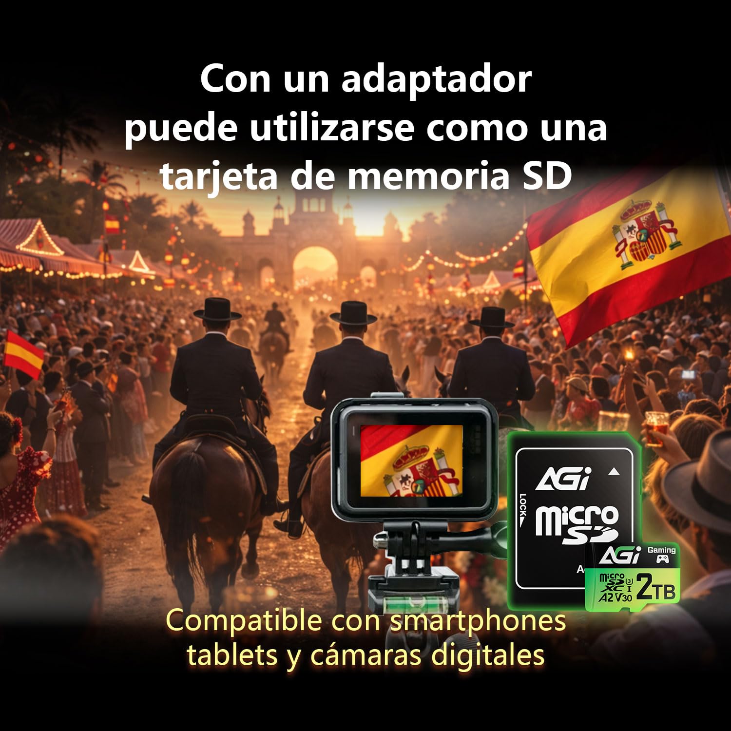 AGI TF138 2TB Tarjeta de Memoria microSDXC 180MBs UHS-I U3 V30 A2 | Almacenamiento y expansion para smartphones, tablets, camaras, dashcam, drone y consolas portatiles de juegos